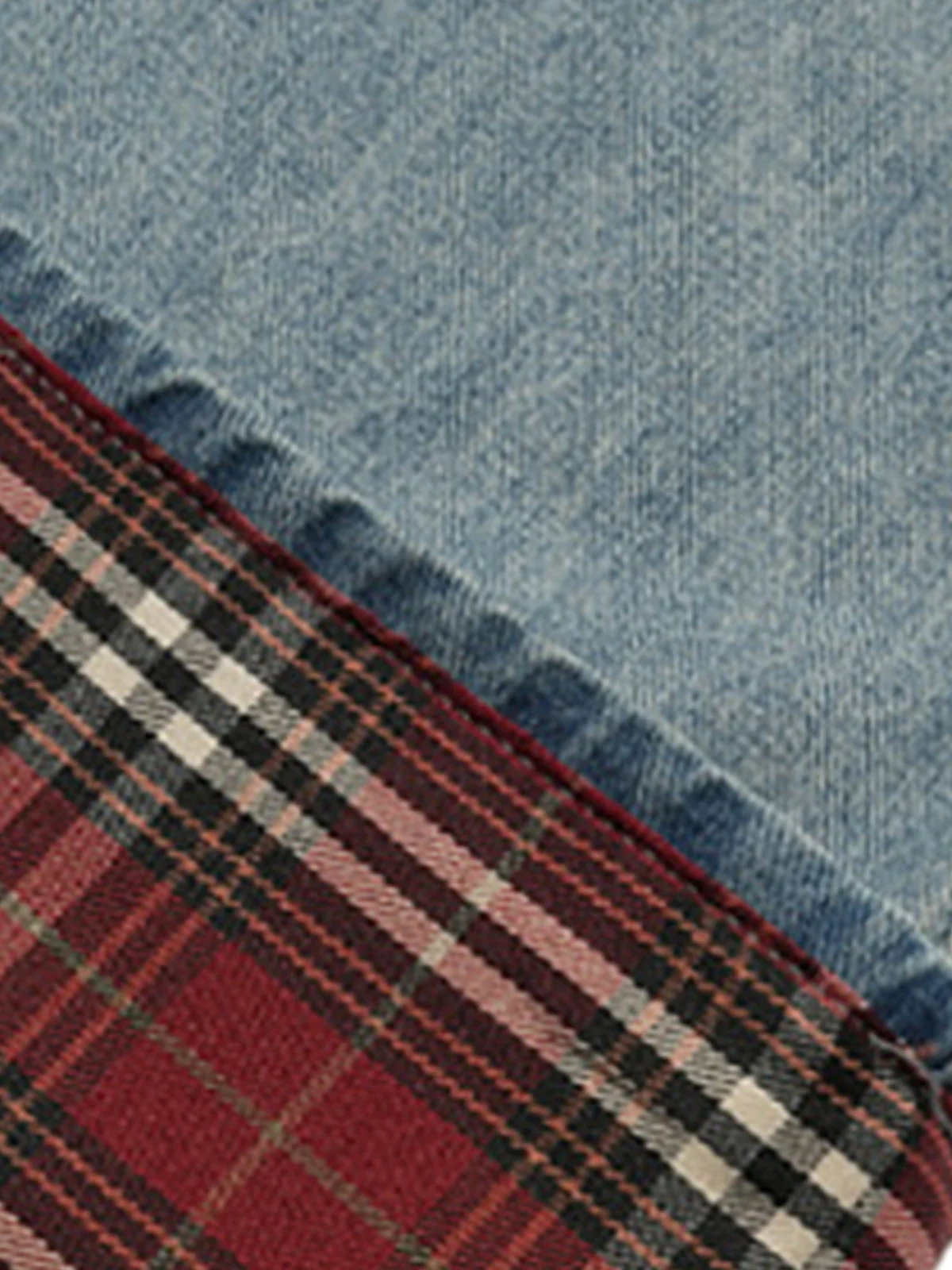 Vintage Washed Plaid Baggy Jeans