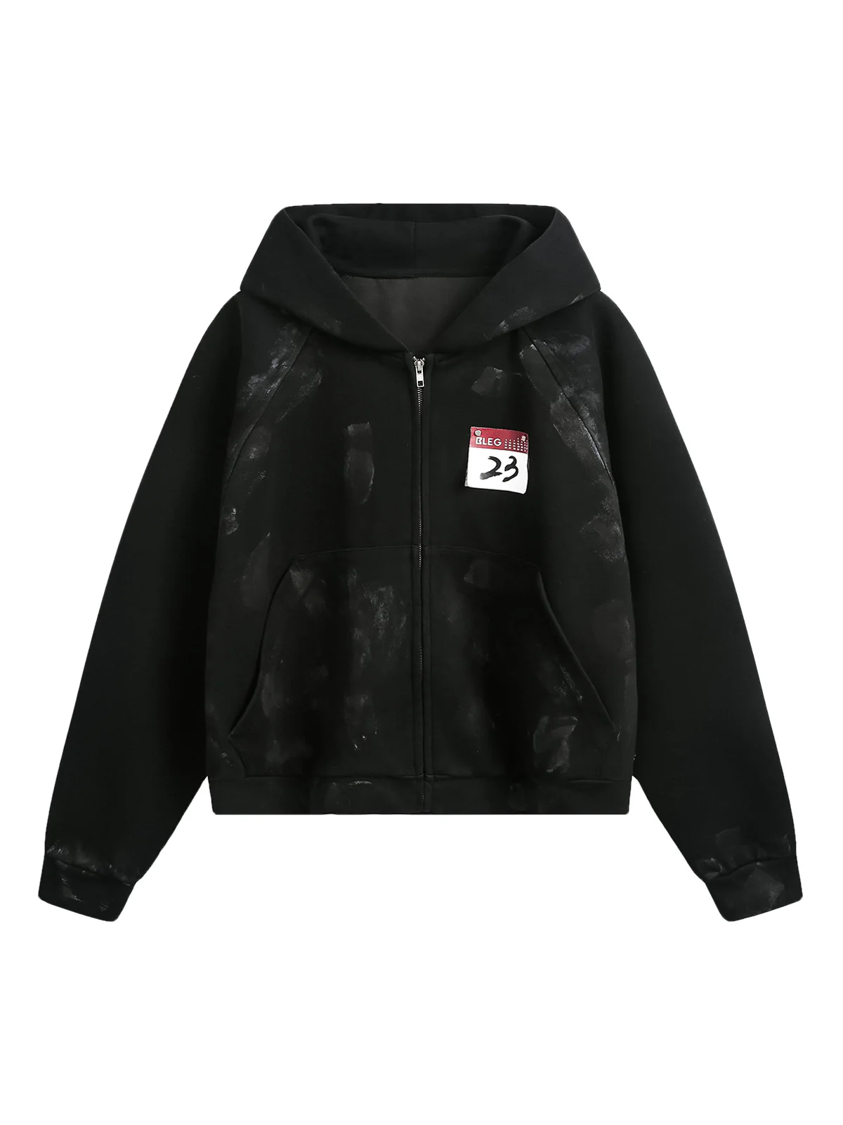 Distressed Calendar Patchwork Cardigan Hoodie