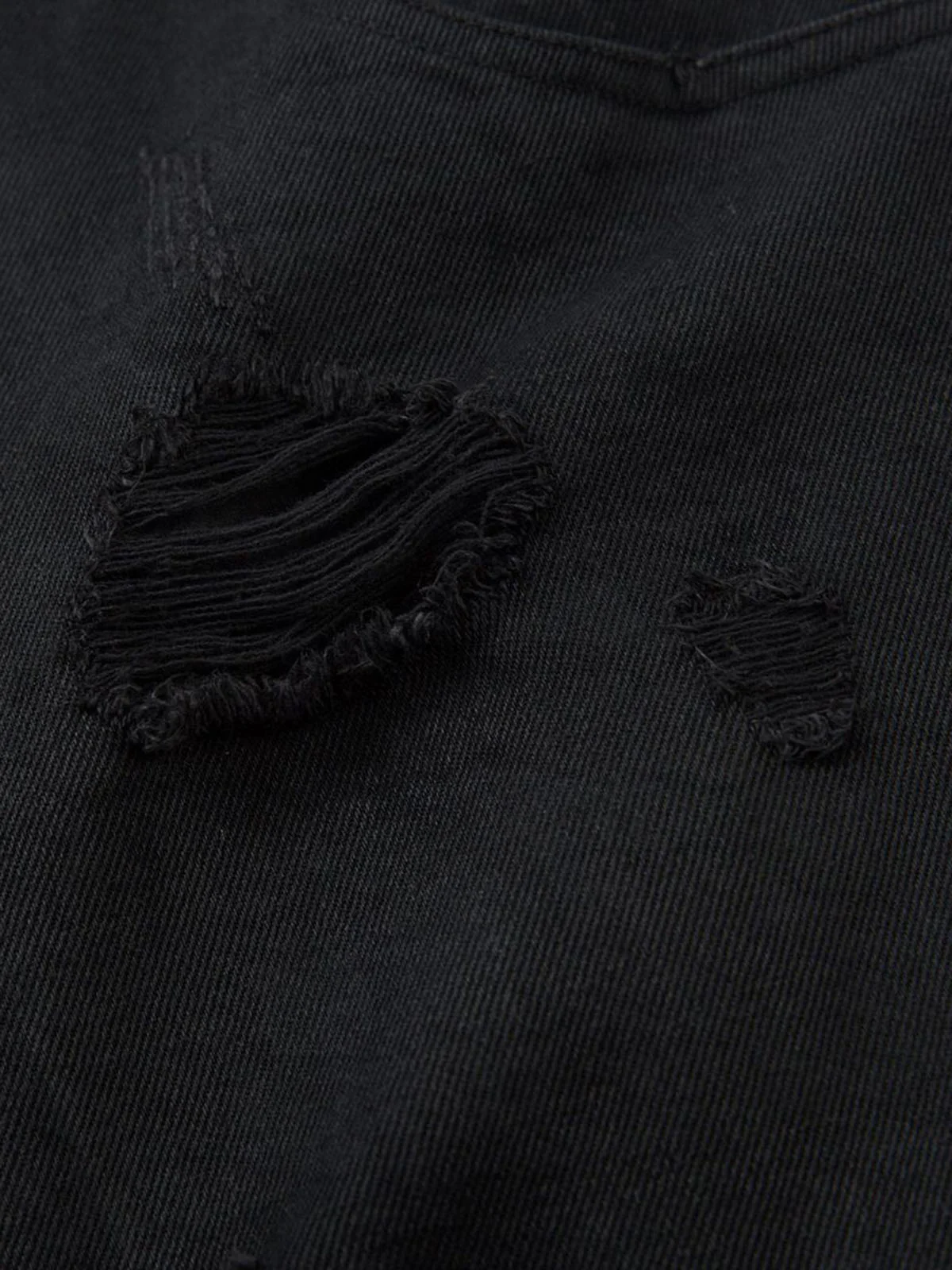 Distressed Ripped Black Denim Shorts