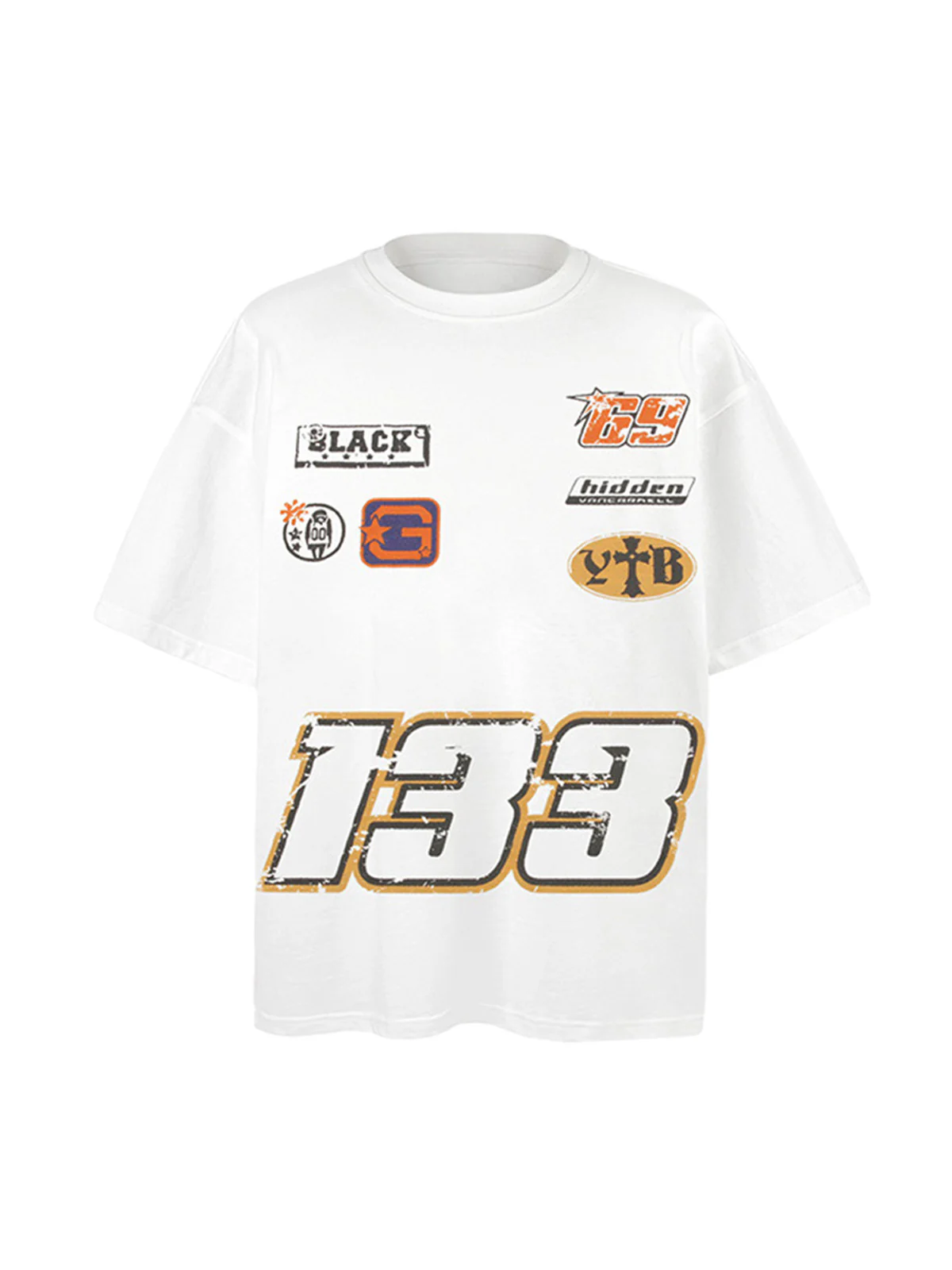 Patchwork Graphic Print Oversized Tee