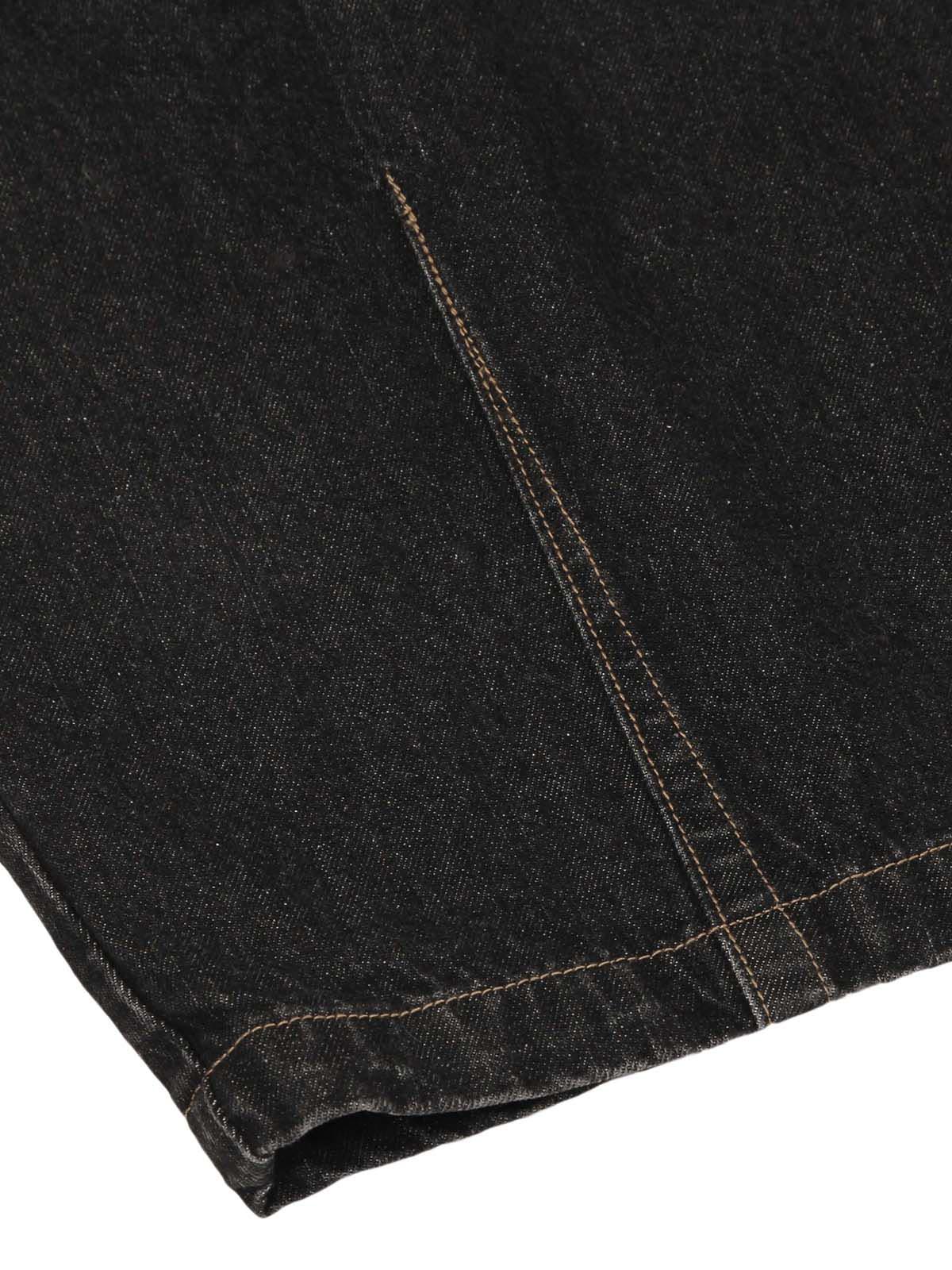 Patchwork Plaid Pleated Baggy Barrel Jeans - 2334