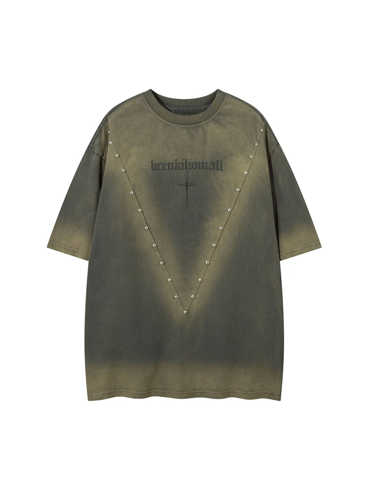 Oversized Cross and Studed T-Shirt