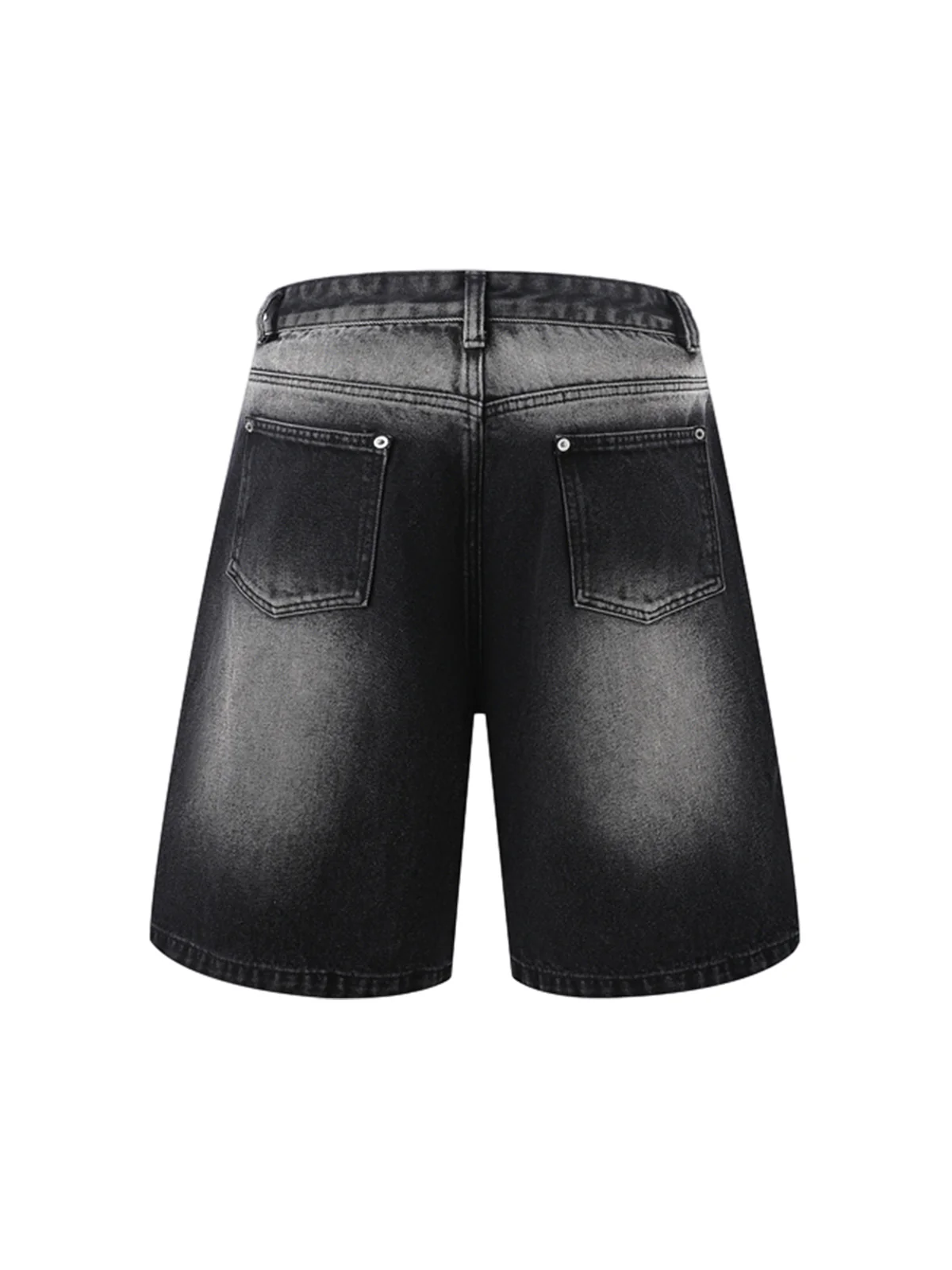 Distressed Washed Pleated Vest Jorts Denim Suit