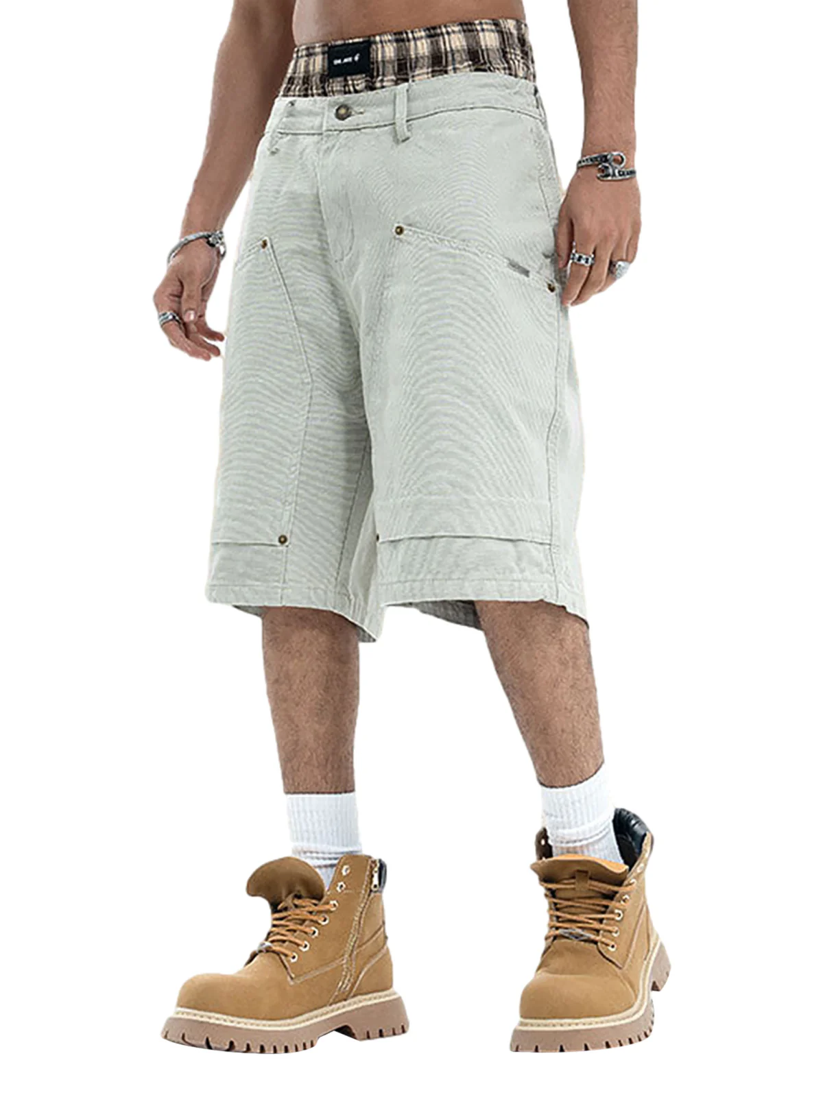 Retro Structured  Design Cargo Shorts