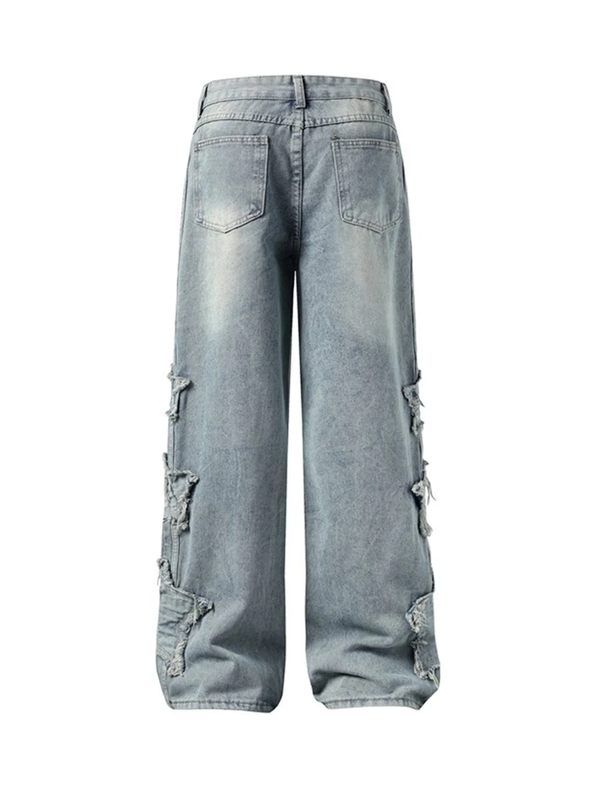 Distressed Raw Edge Baggy Jeans