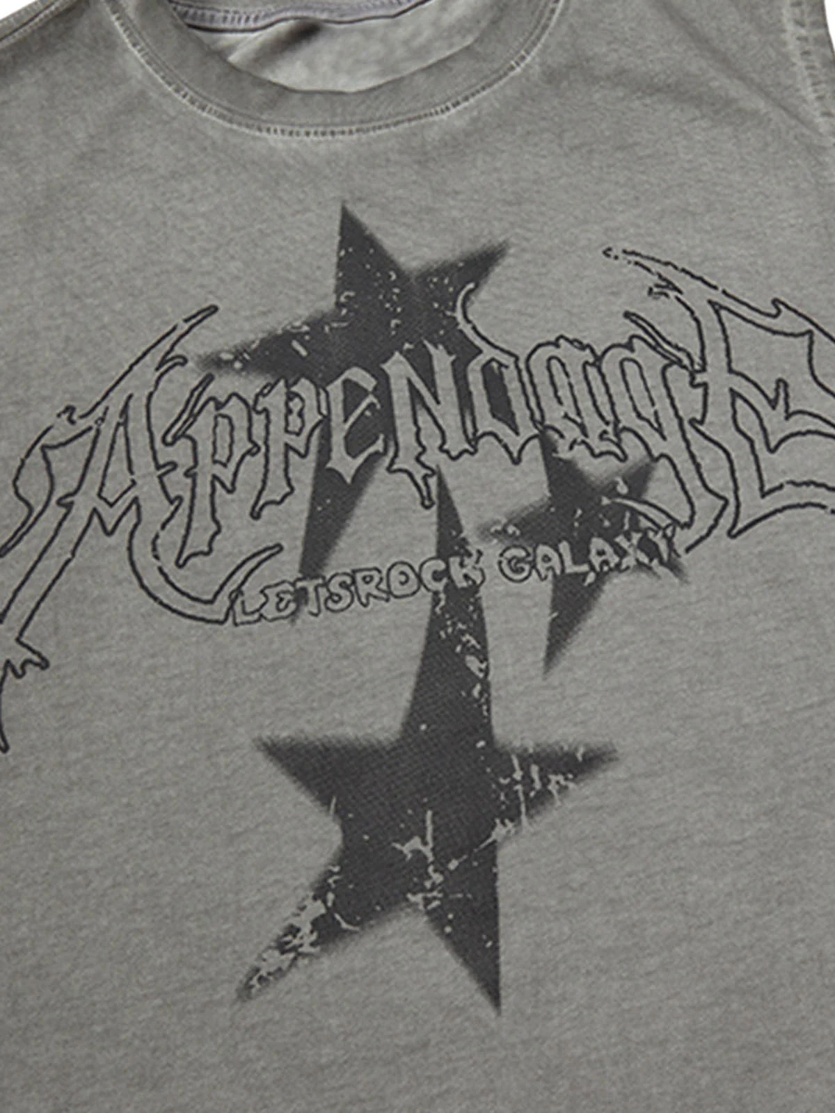 Washed Star Print Vest