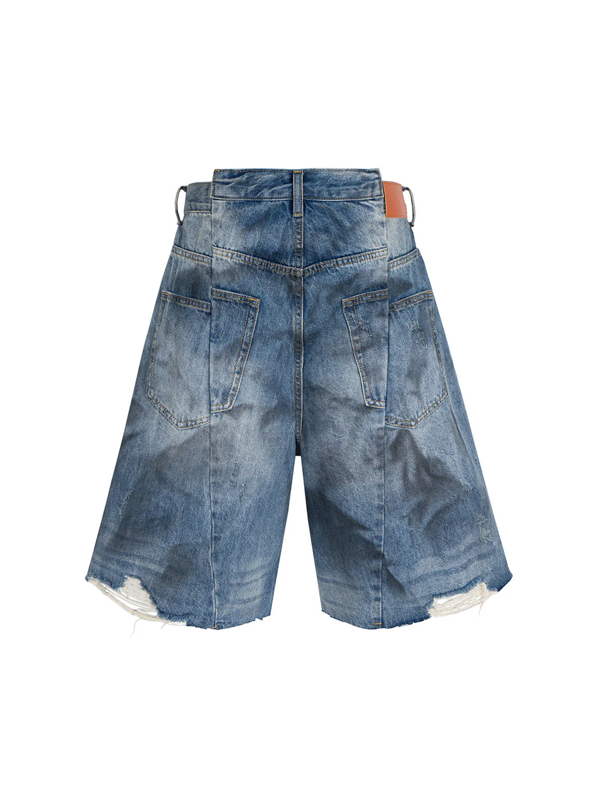 Tie-Dye Distressed Denim Shorts