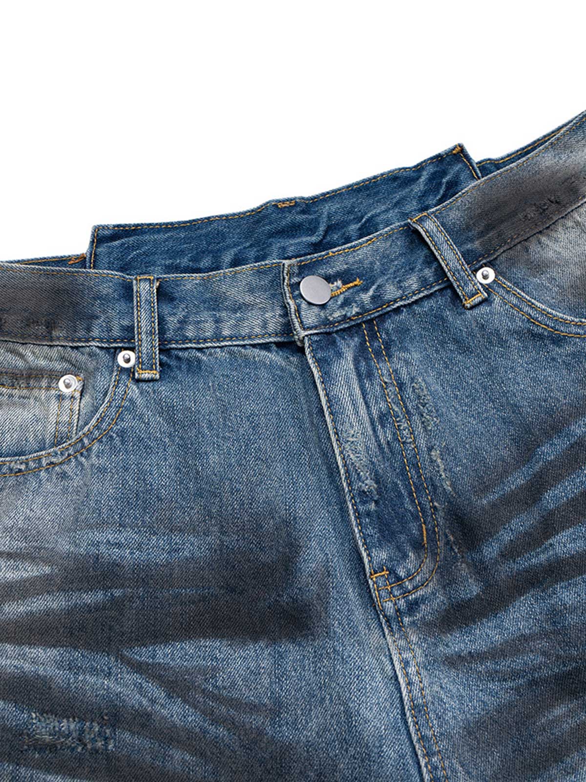 Tie-Dye Distressed Denim Shorts