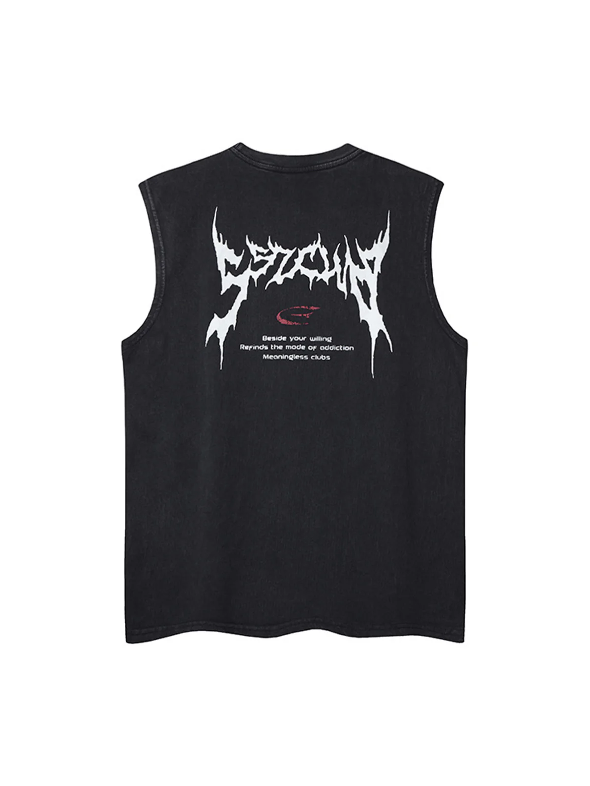 Retro Washed Letter Print Vest