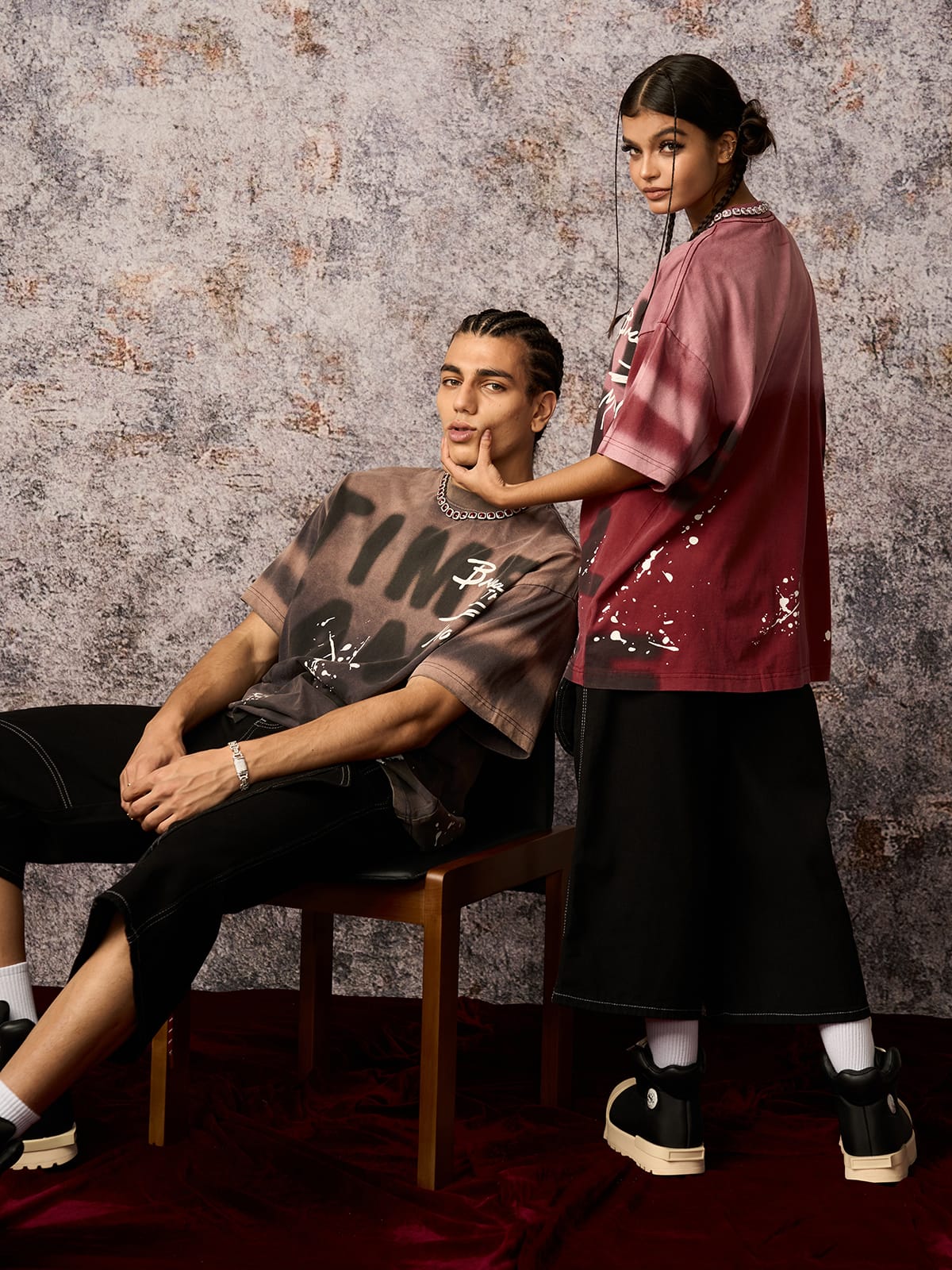 Ink Splash Letter Print T-shirt