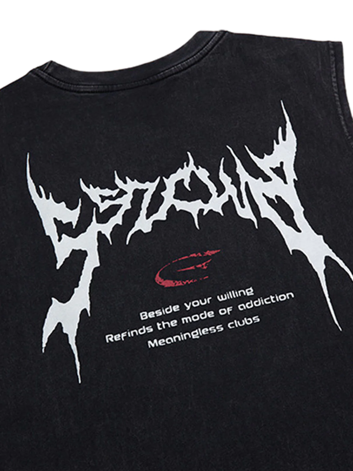 Retro Washed Letter Print Vest