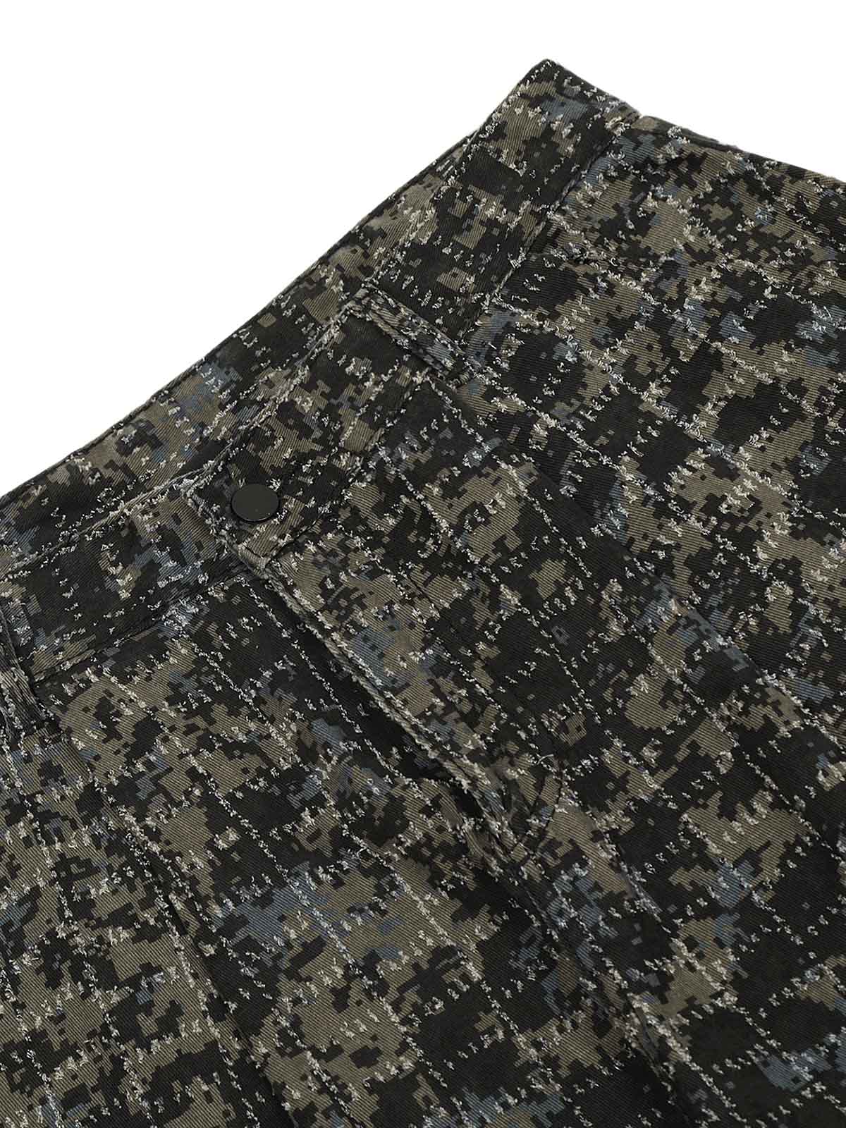 Thesupermade Ripped Camouflage Multi-Pocket Cargo Pants