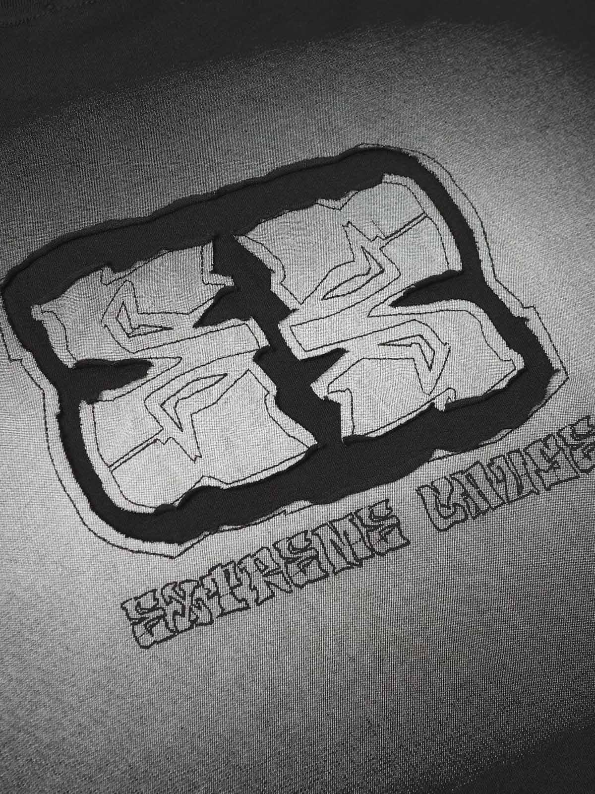 Washed  Patch Embroidery T-shirt