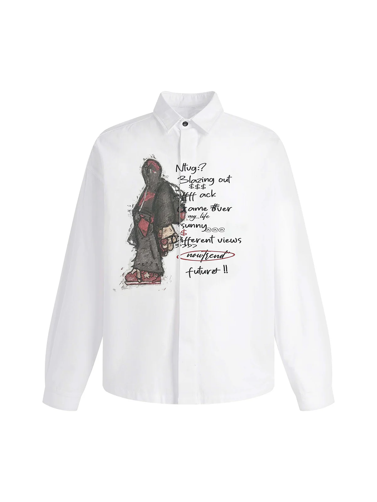 Graphic Portrait Print Long-Sleeve Shirt