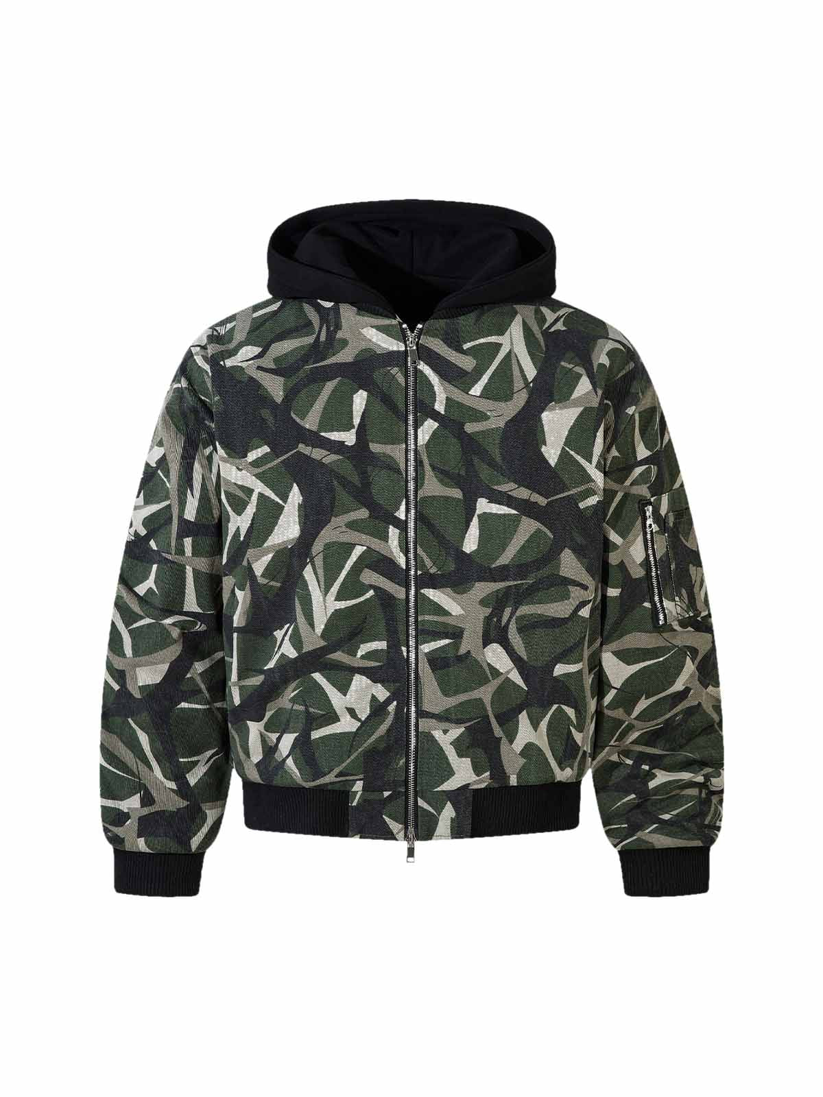 Thesupermade Camouflage Faux Two-piece Hooded Fleece Jacket Tracksuit - 2331