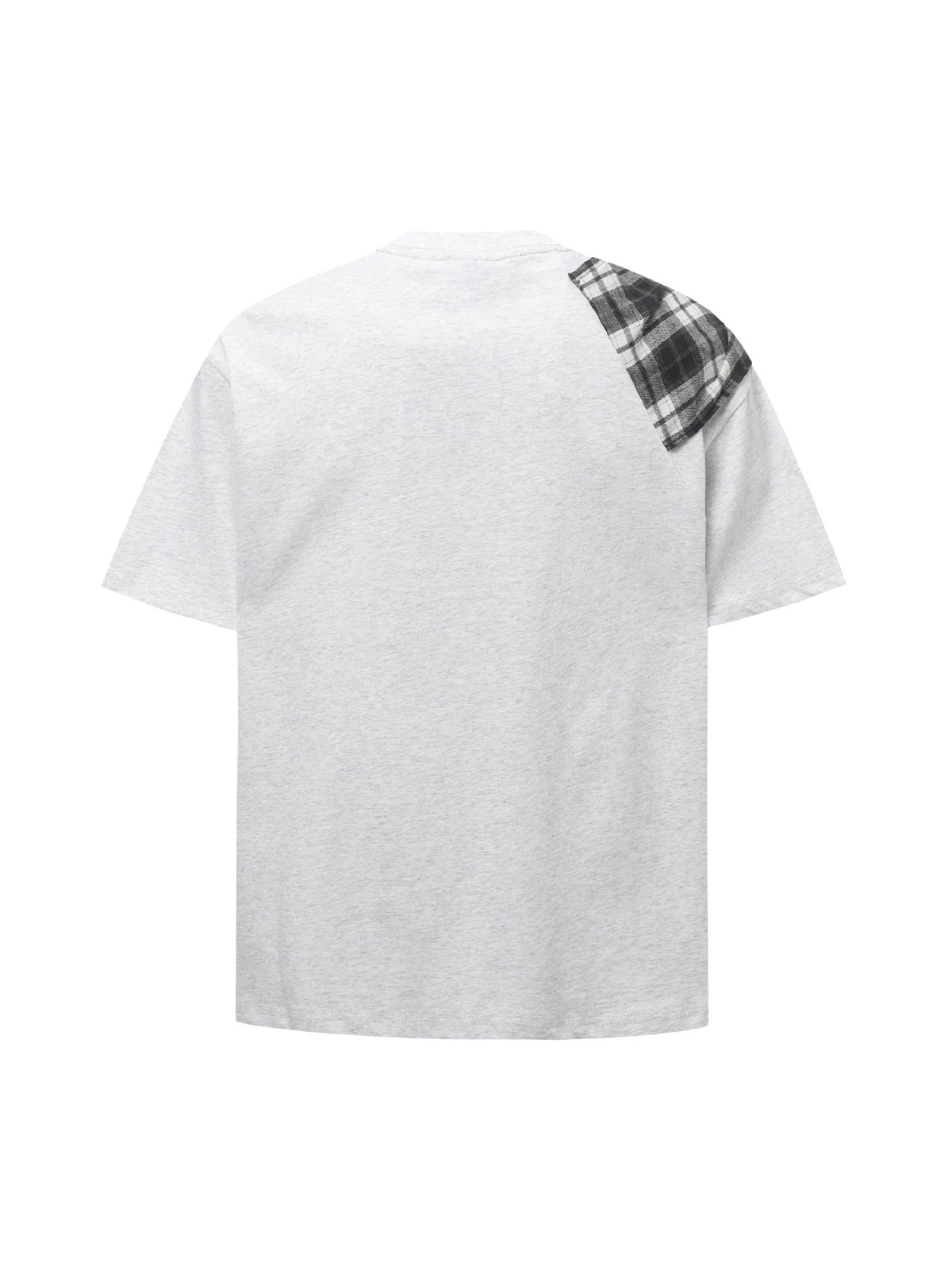 Plaid Scarf Crew Neck T-Shirt