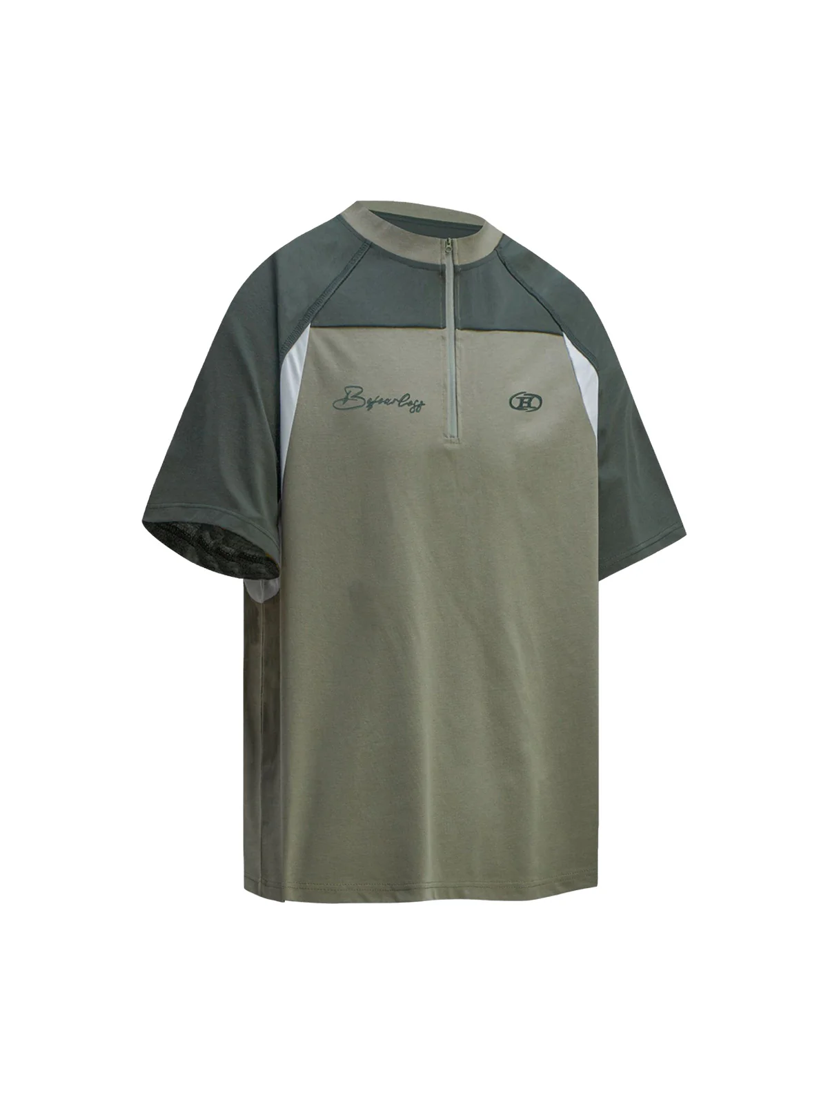 Quick-Dry Contrast Color Quarter Zip Up T-shirt