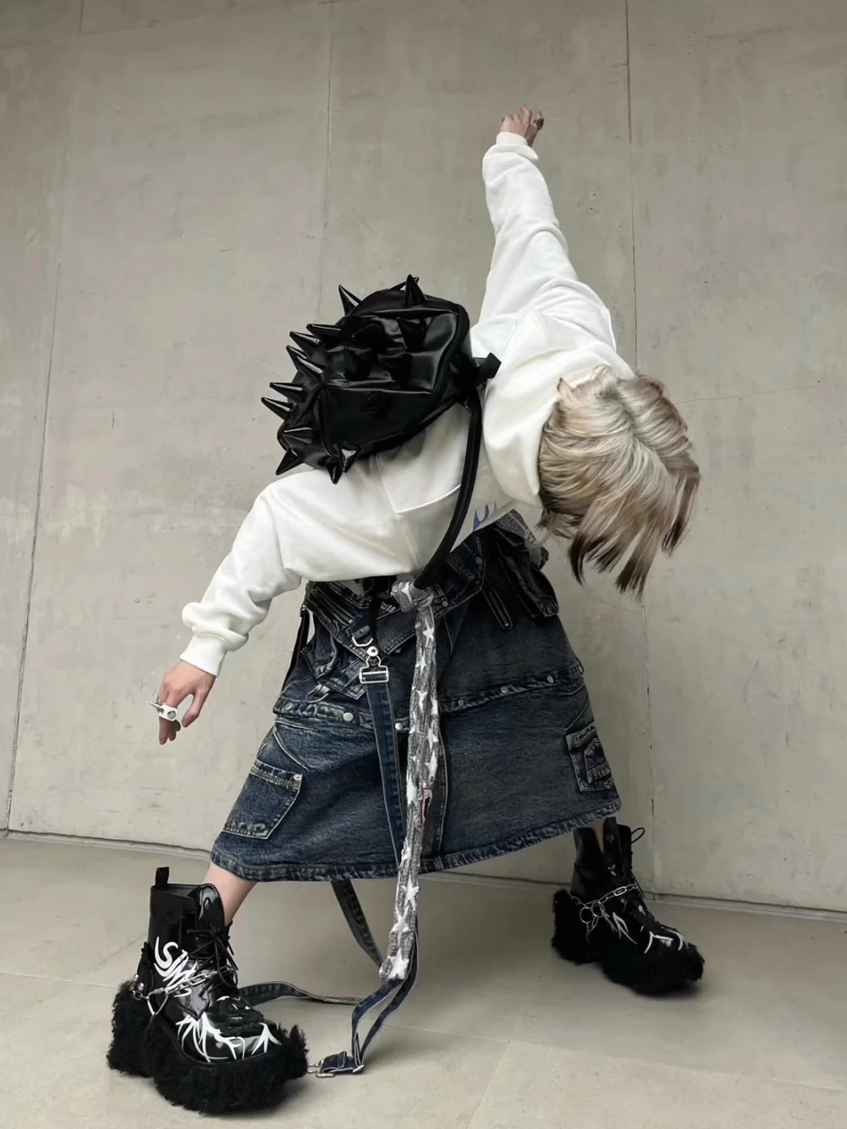 Street Rock Punk Dark Hedgehog Rivet Backpack