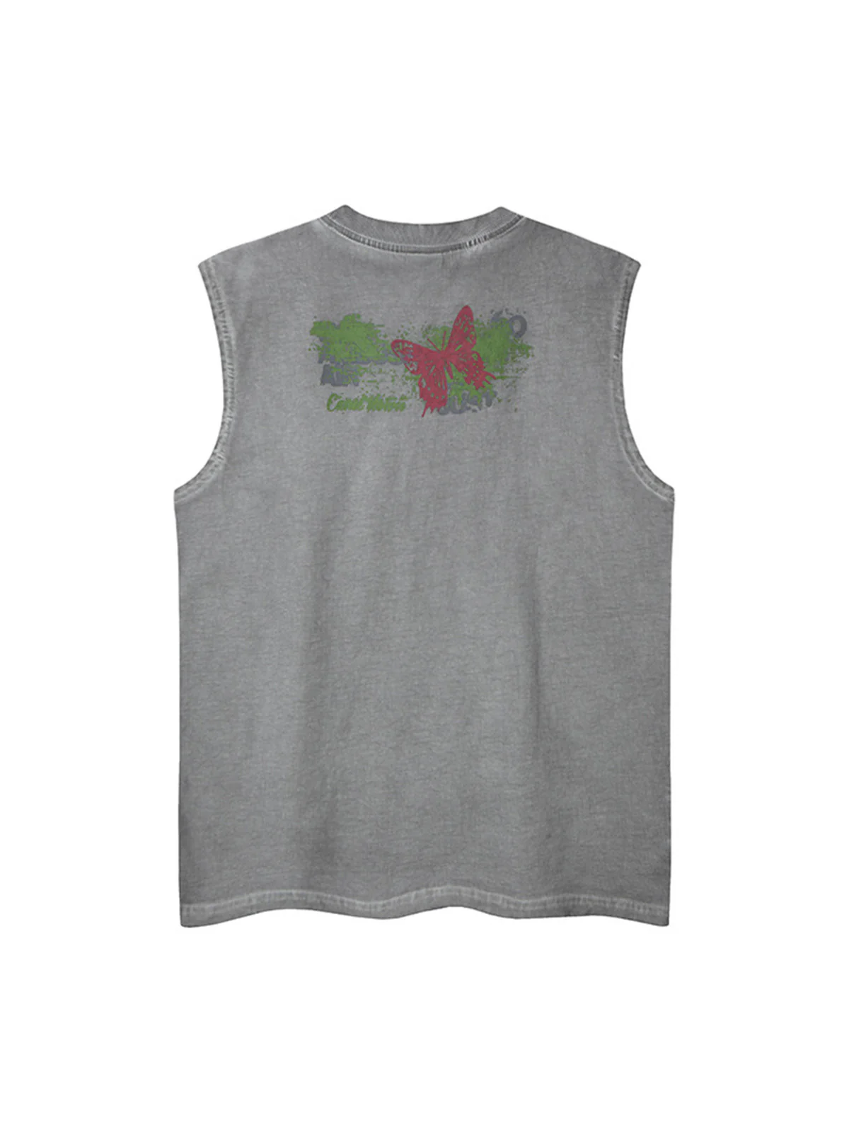 Distressed Graphic Butterfly Print Vest