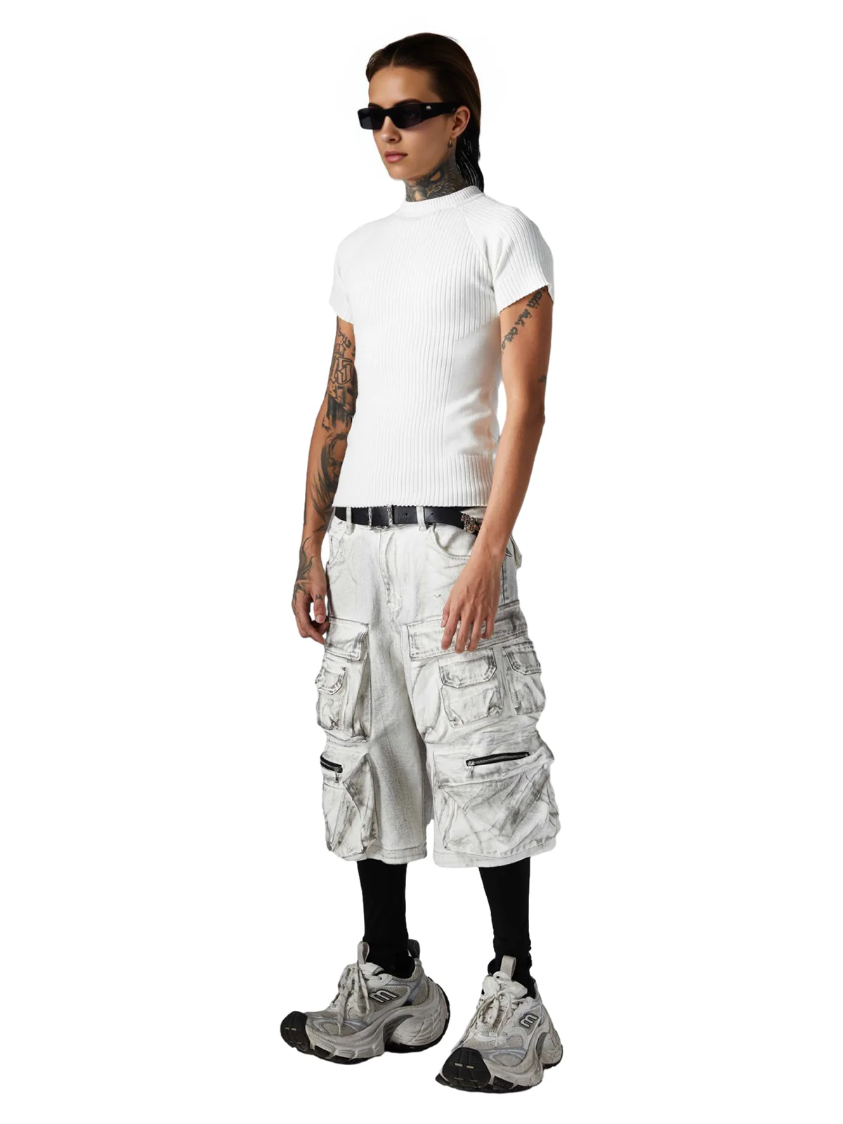 Distressed Multi-Pocket Cargo Shorts