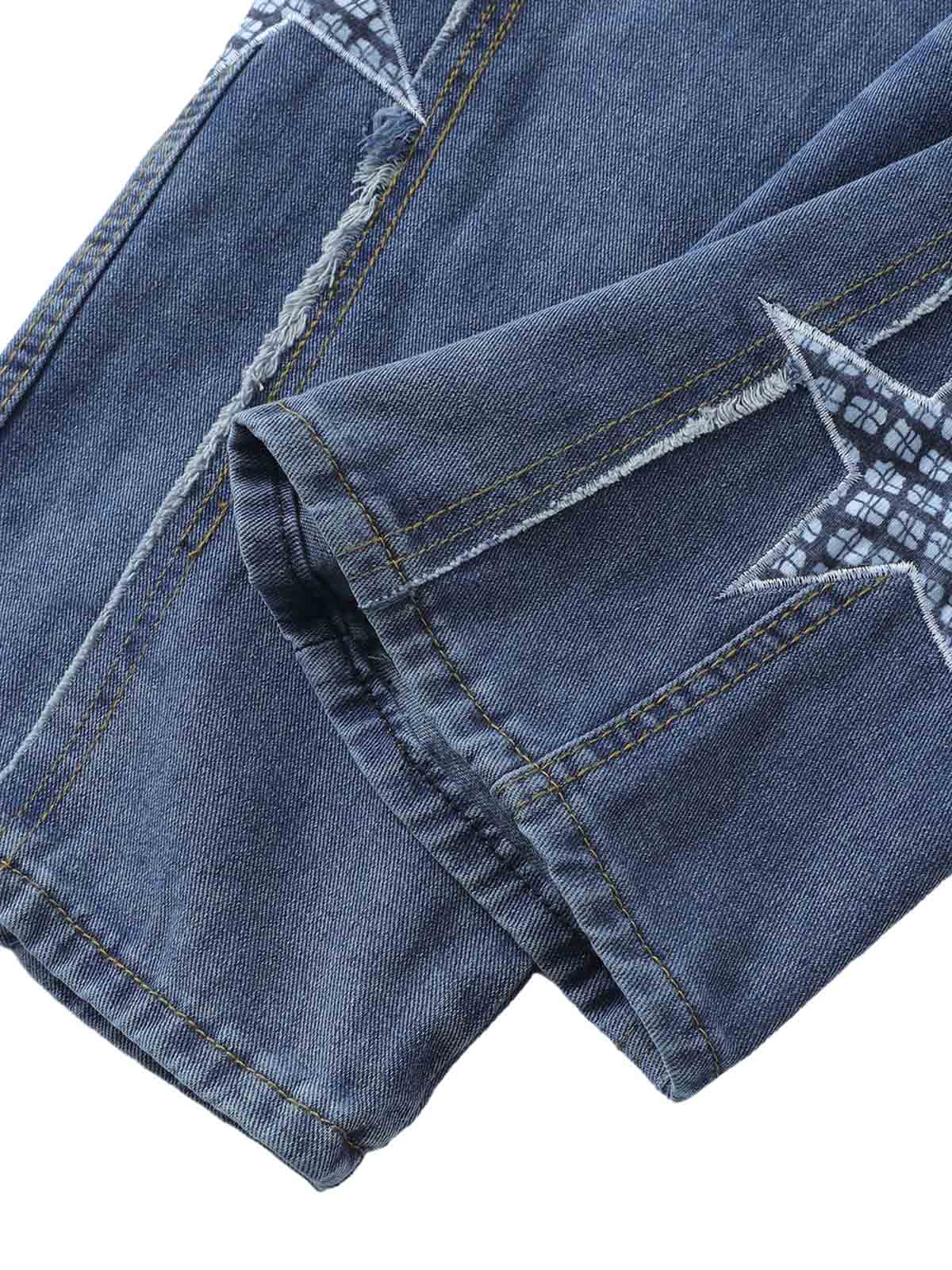 Street Drawstring Star Applique Jeans