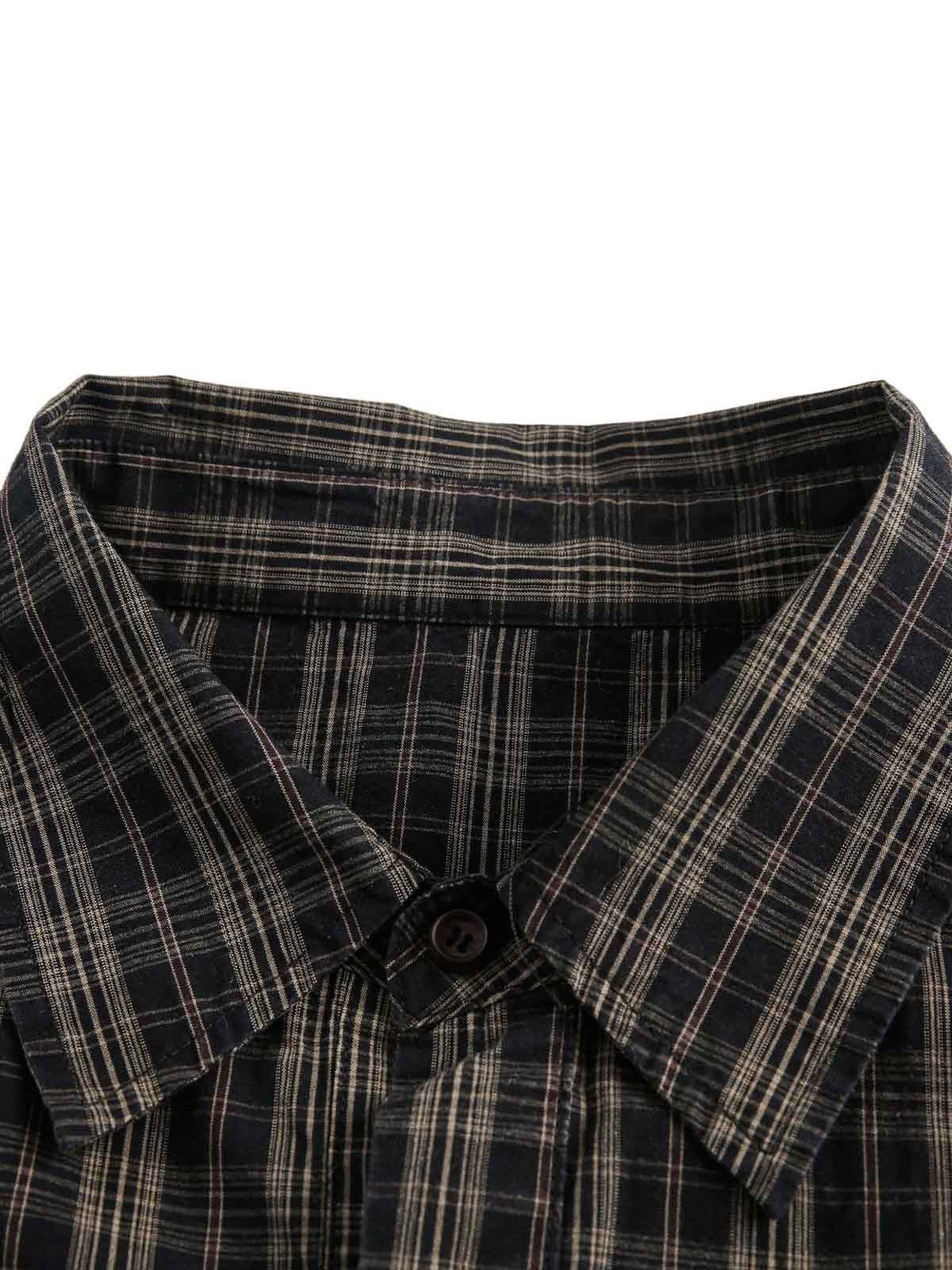 Distressed Plaid Short-Sleeve Shirt