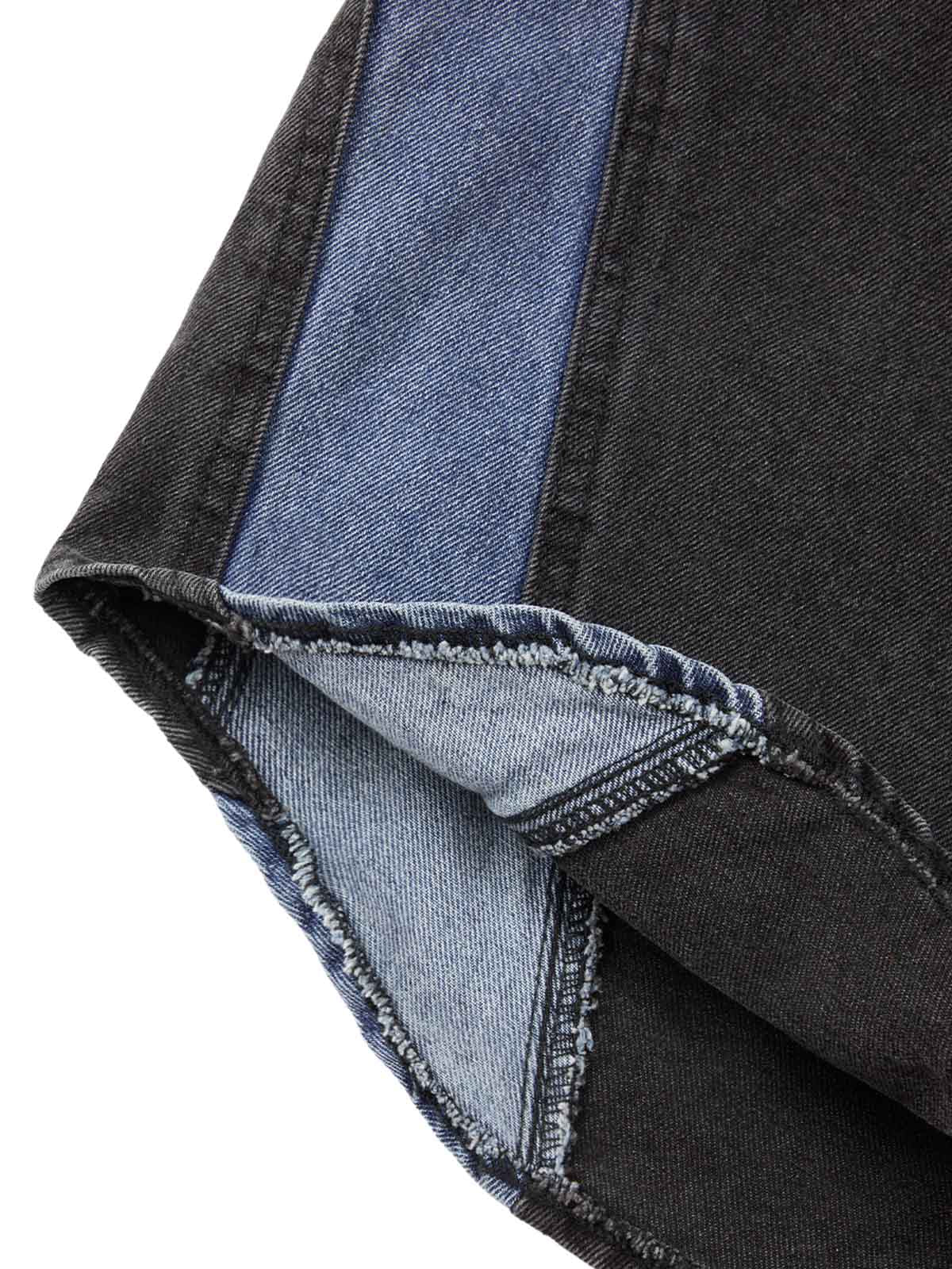 Deconstructed Patchwork Short-Sleeve Cropped Denim Set