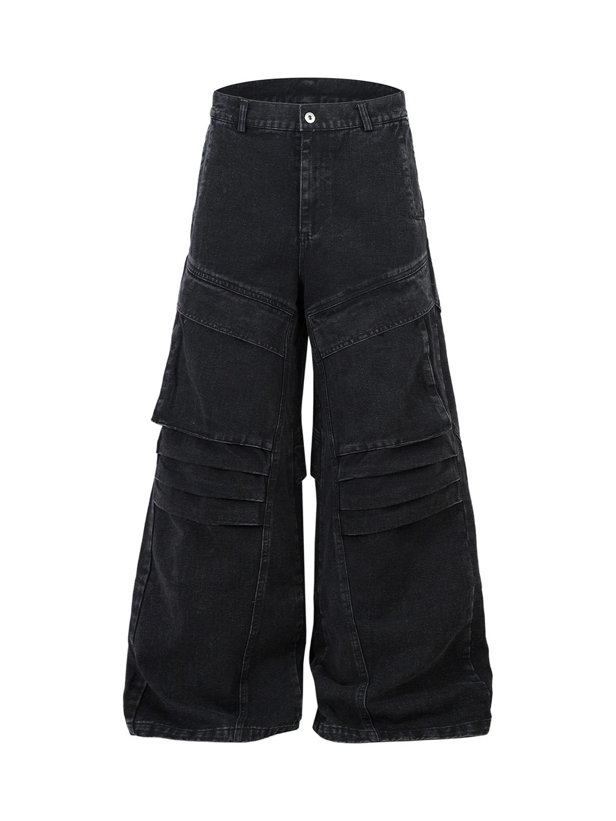 Deconstructed Split Pleated Pocket Cargo Jeans