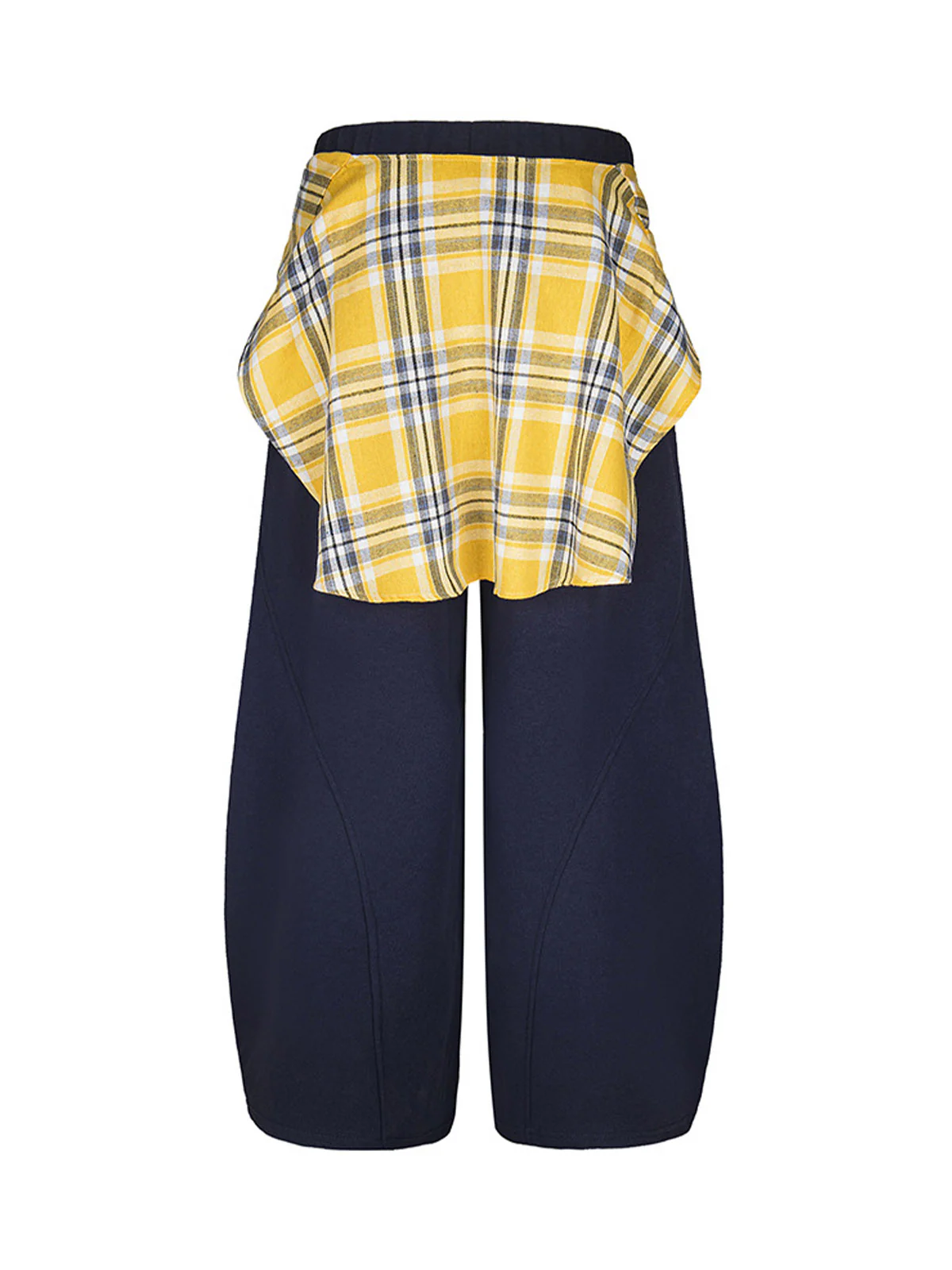 Plaid Belt Barrel Pants