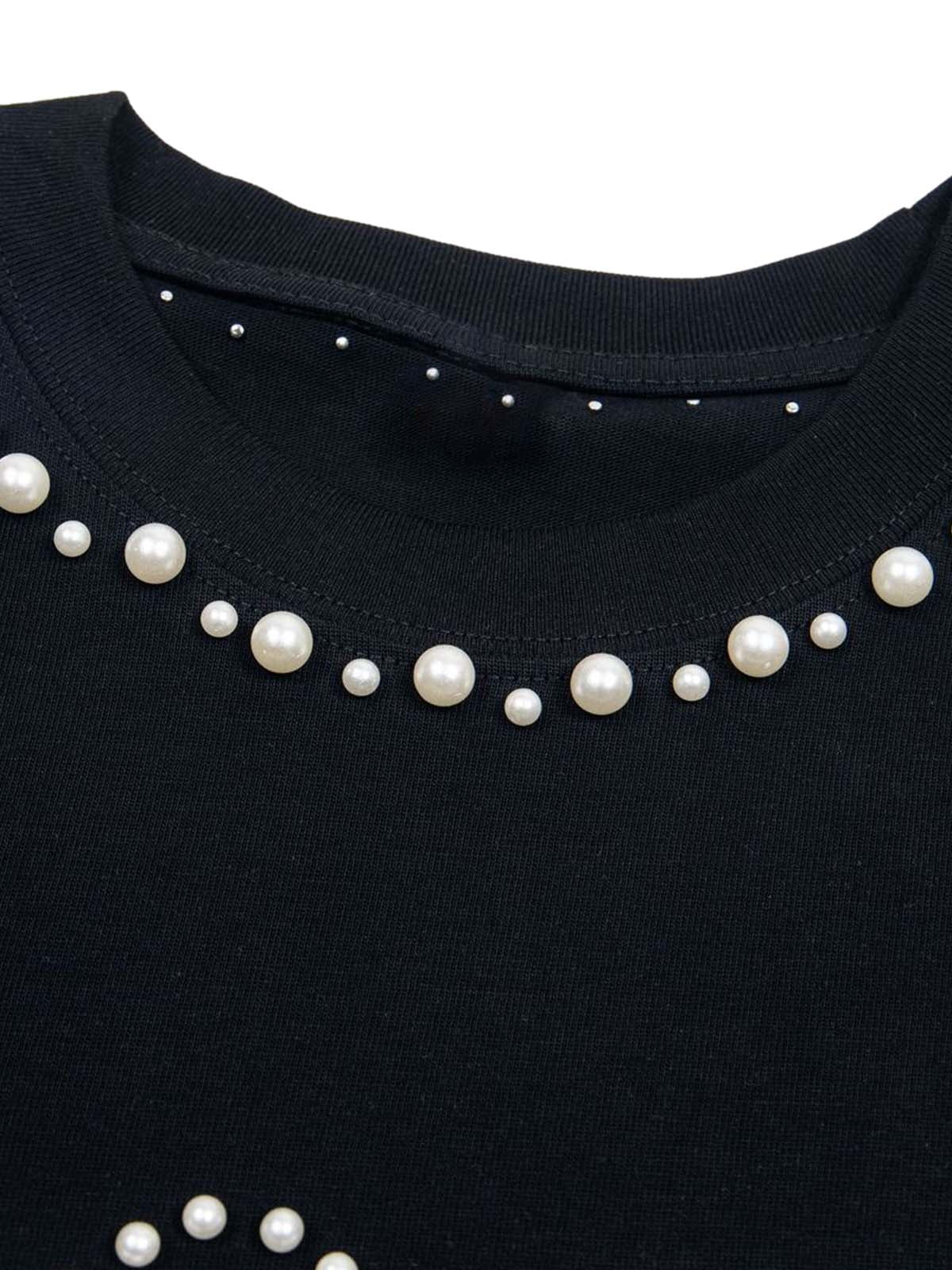 Elegant Pearl-Embellished Oversized T-Shirt
