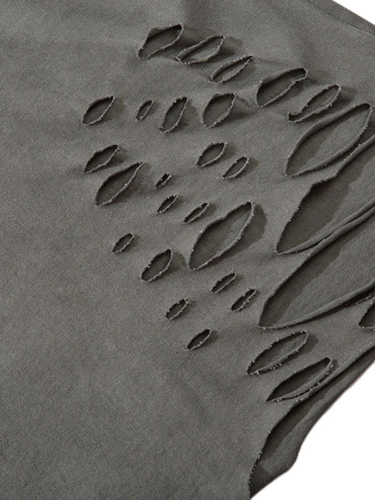 Distressed Ripped Graphic Cross Print Vest