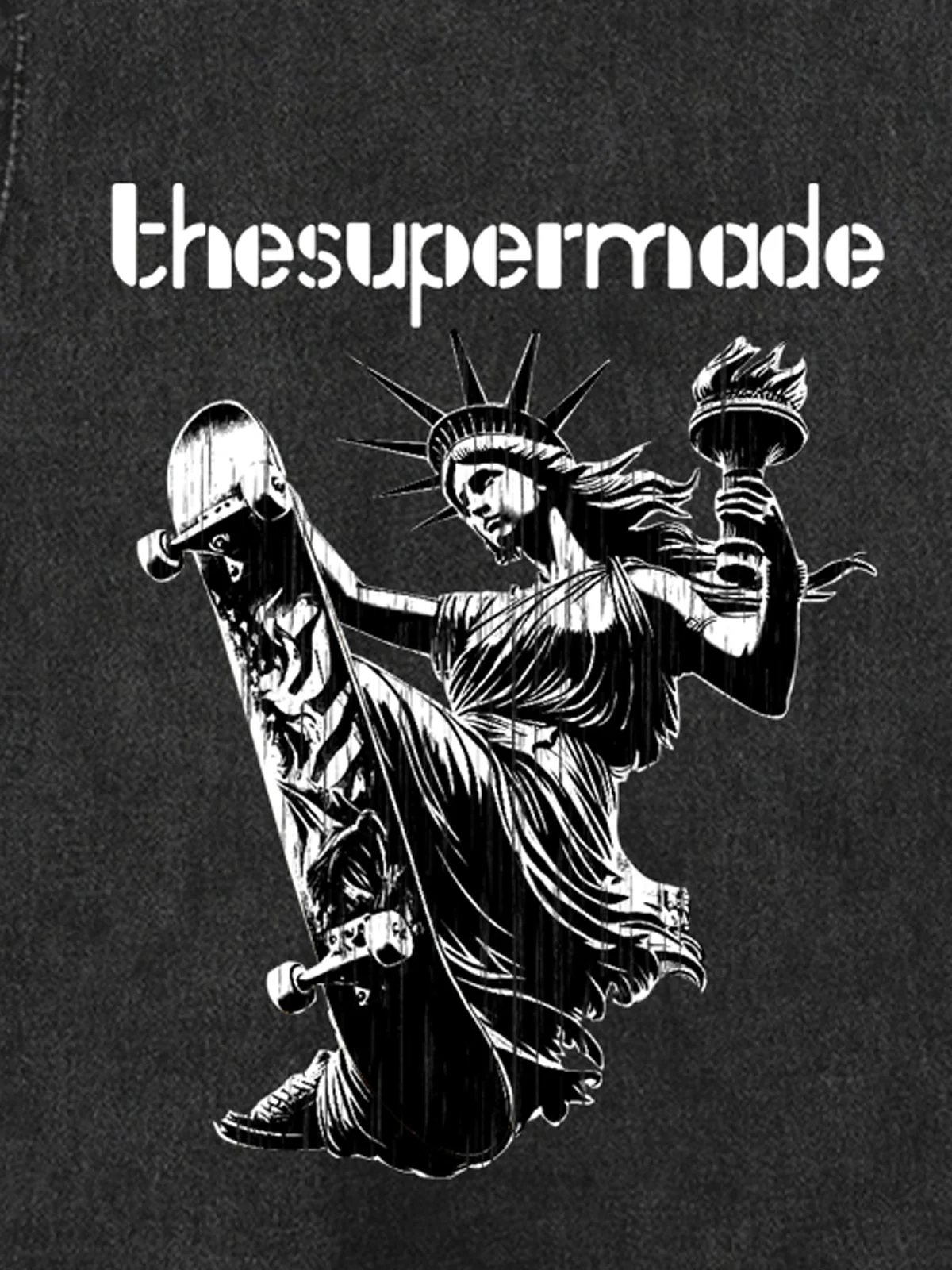 Original Funny Statue of Liberty Print Sleeveless Denim Vest