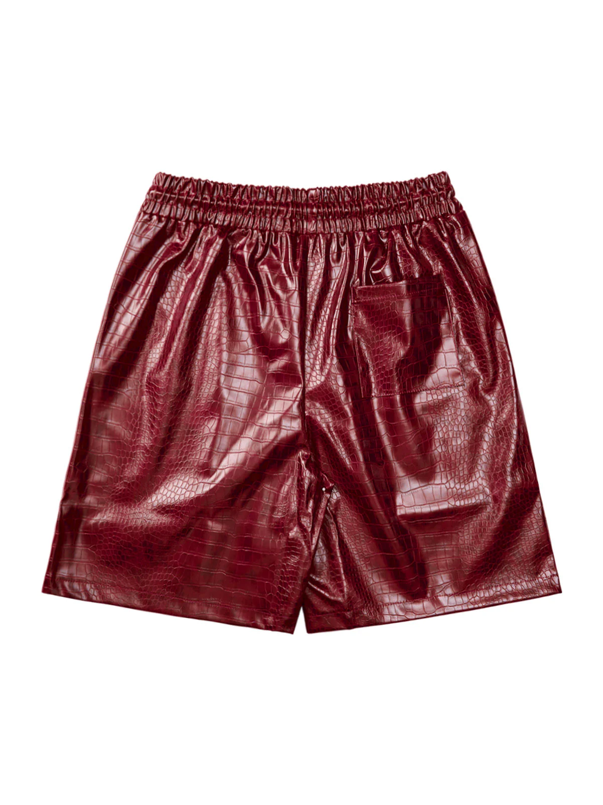 Letter Embroidered Leather Shorts