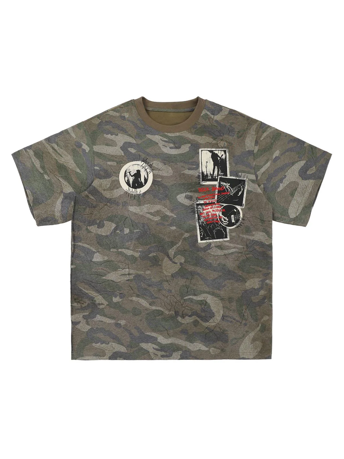 Camouflage Patchwork Graphic T-Shirt