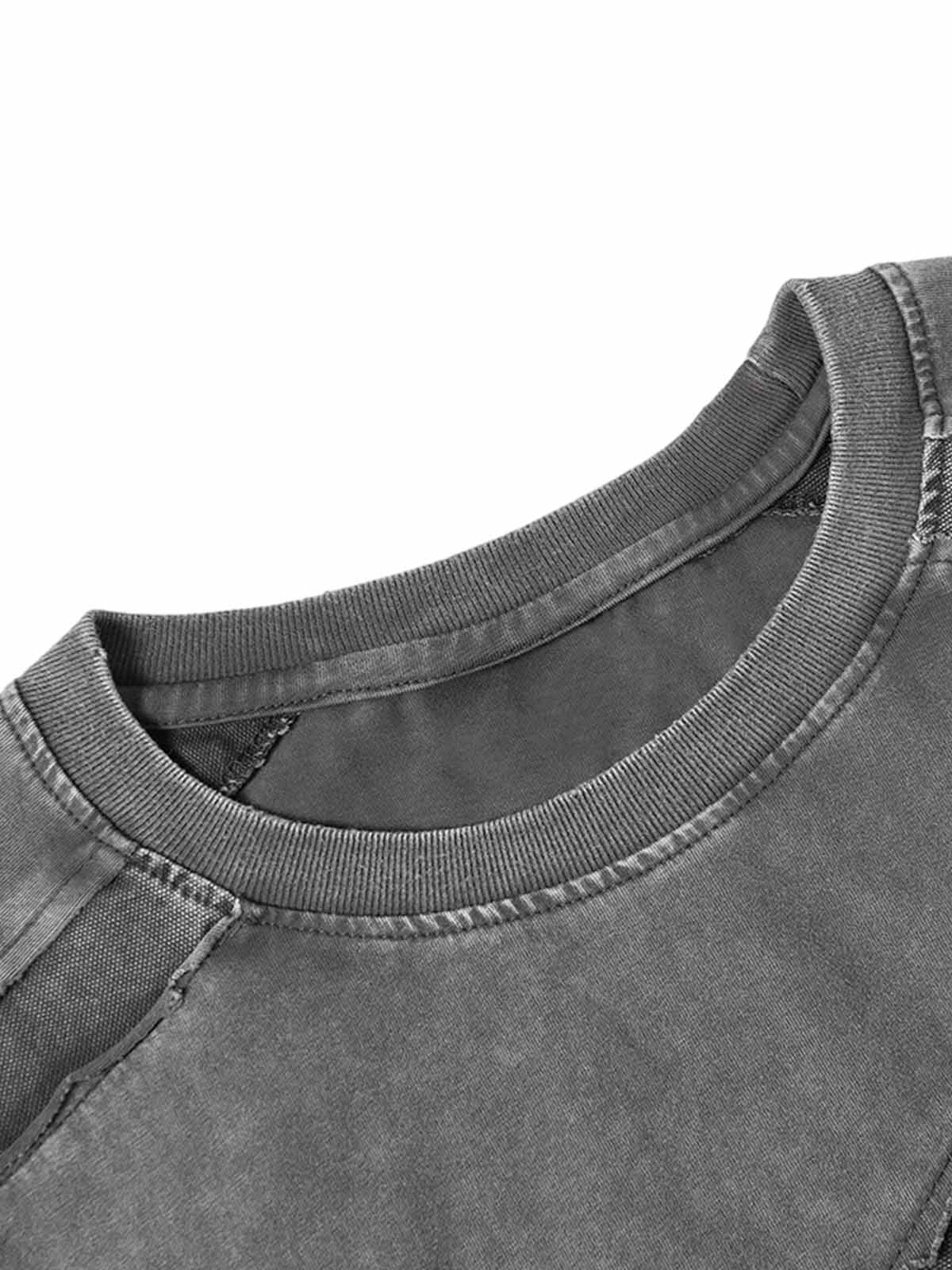 Washed Raw Edge Split Oversized T-Shirt