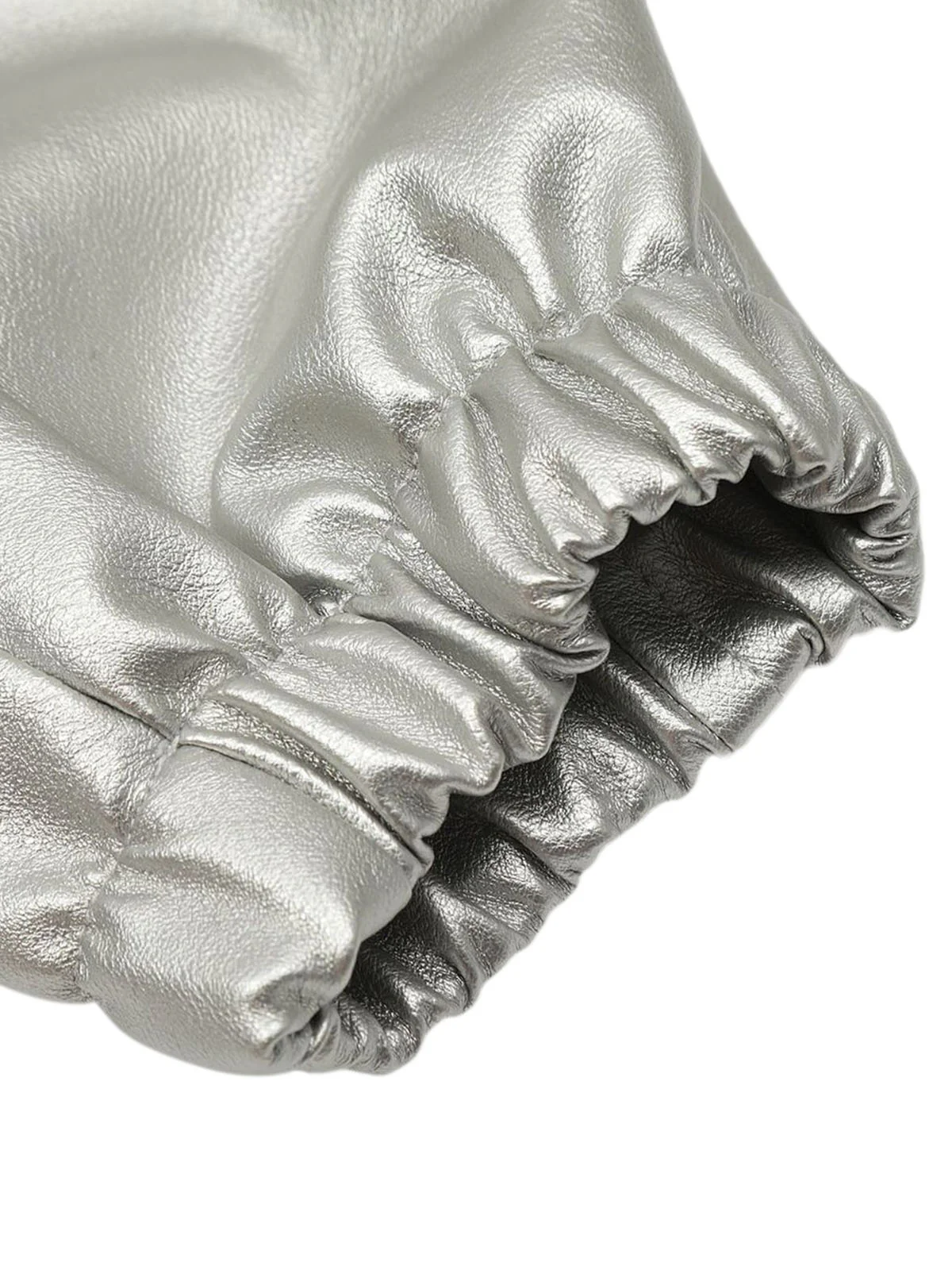 Thesupermade Silver Leather  Motorcycle Hooded Jacket