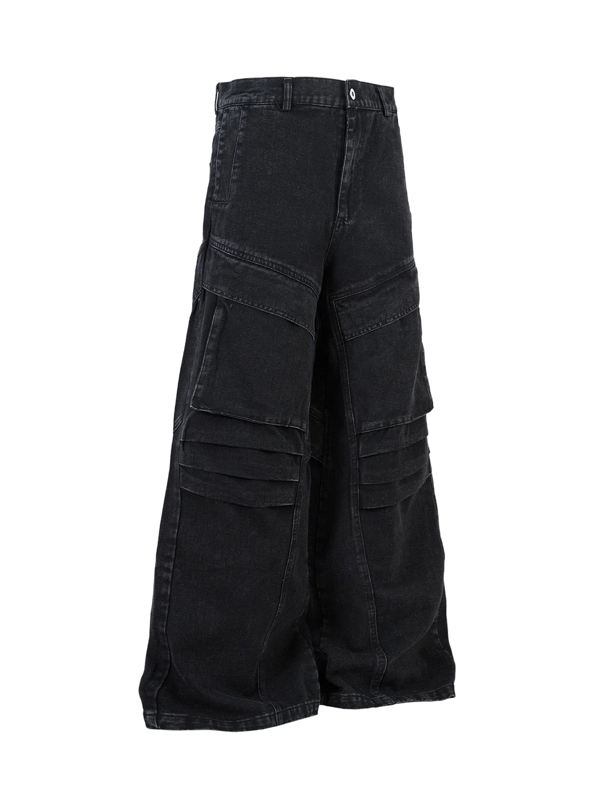 Deconstructed Split Pleated Pocket Cargo Jeans