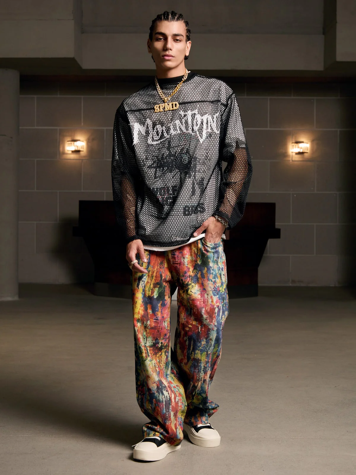 Street Oil Painting Color Straight Jeans - 2348