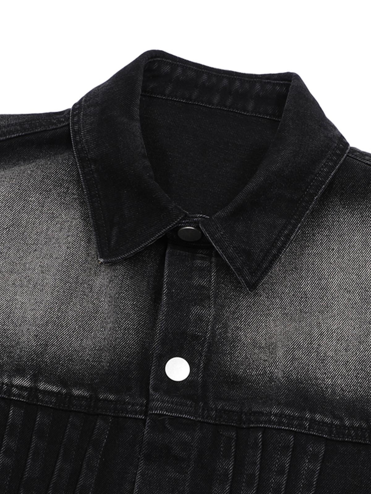 Distressed Washed Pleated Vest Jorts Denim Suit