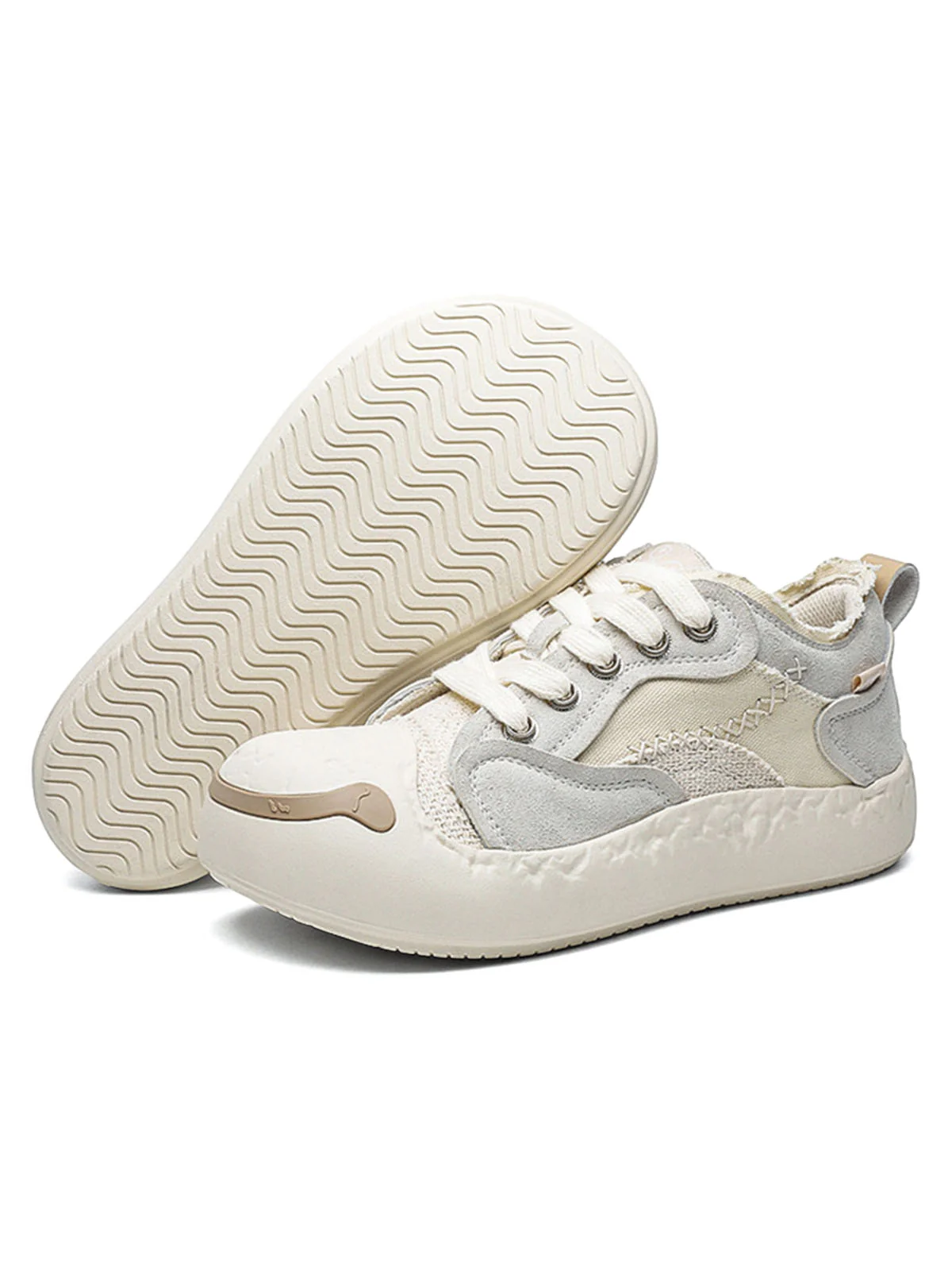 Fun Big Toe Leather Spliced Sneakers