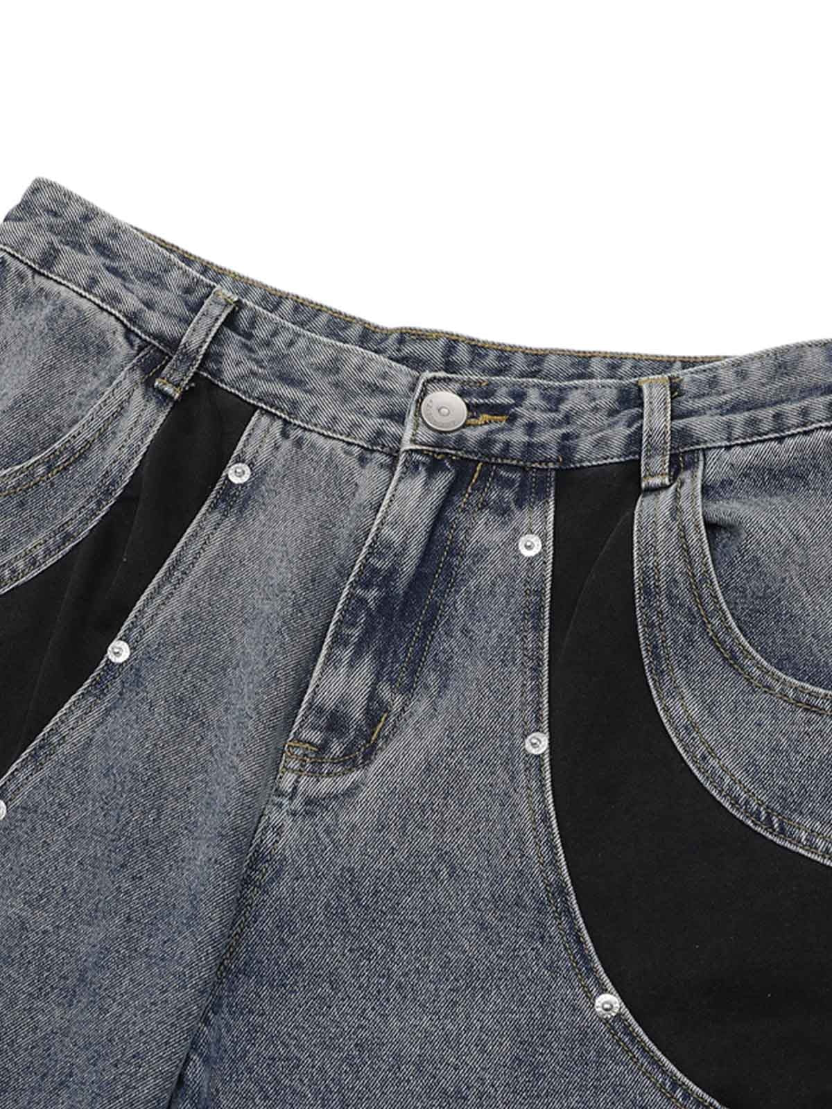 Deconstructed Patchwork Short-Sleeve Cropped Denim Set