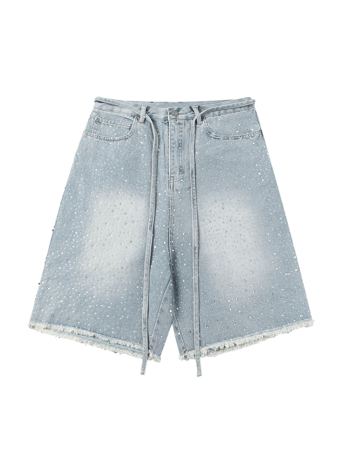 Distressed Rhinestone Denim Jorts