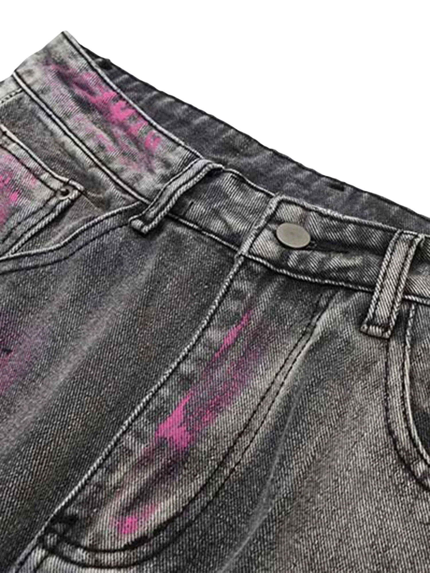 Thesupermade Graffiti Distressed Washed Baggy Jeans - 1886