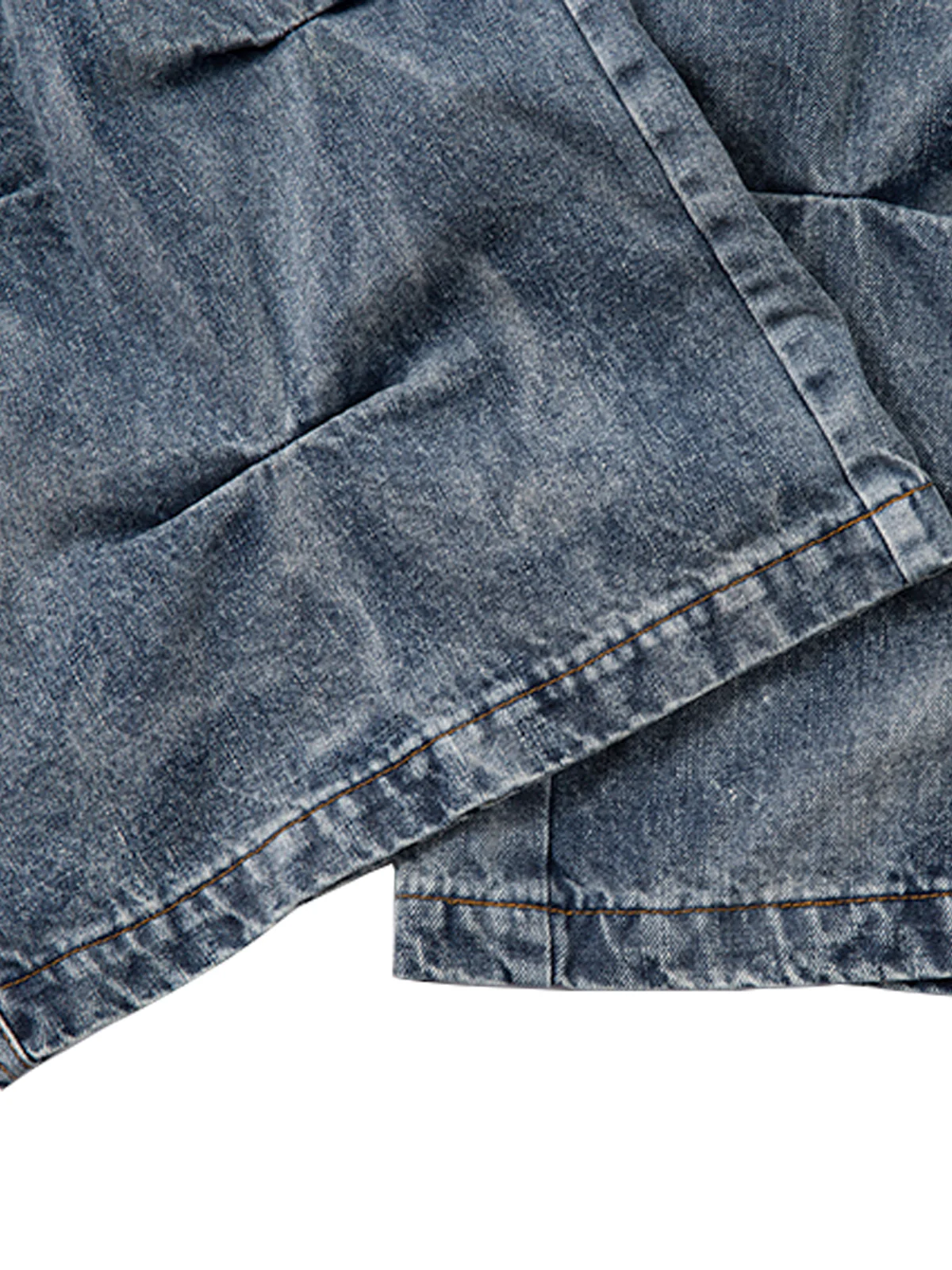 Distressed Washed Pleated Jeans