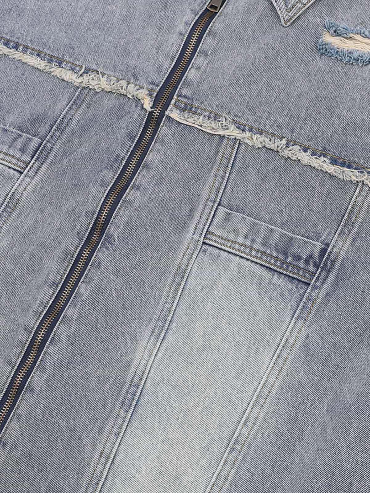 Distressed Ripped Denim Suit