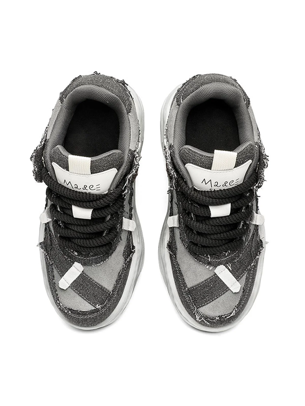 Distressed Deconstructed Split Whisker Platform Sneakers