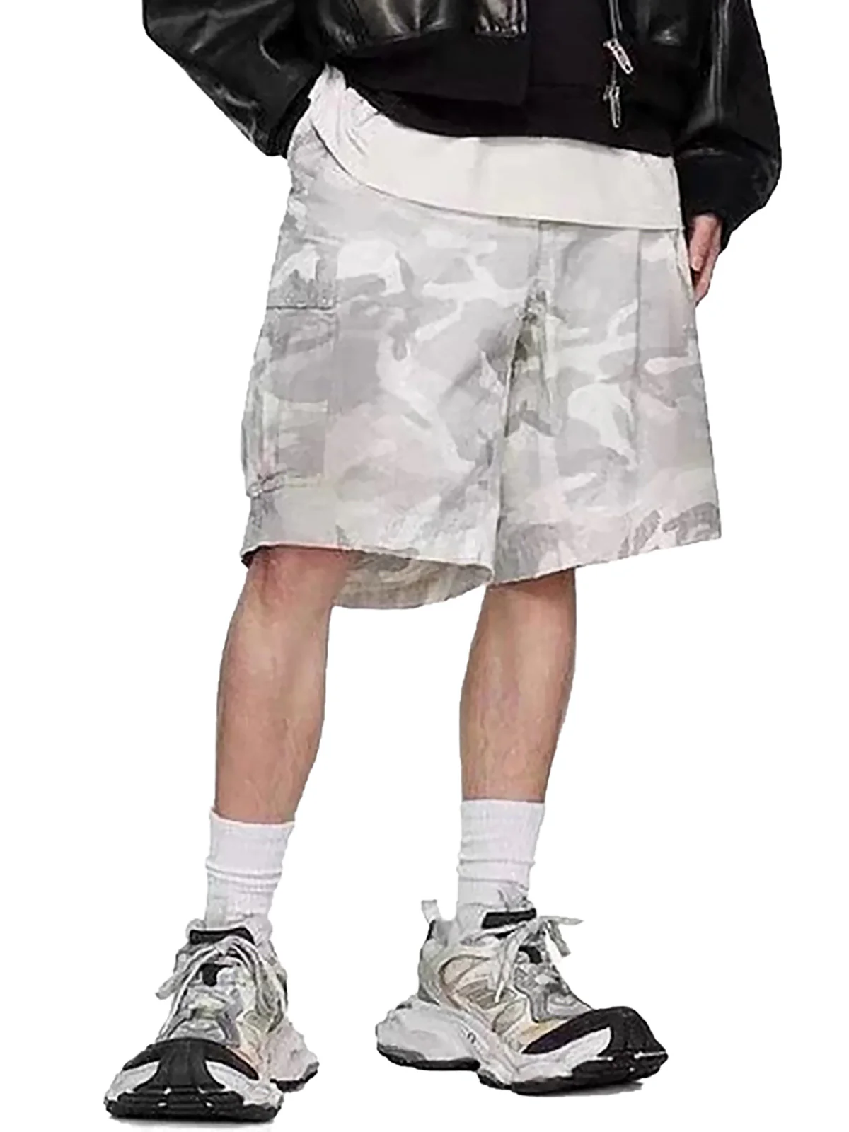 Drawstring Camouflage Cargo Shorts