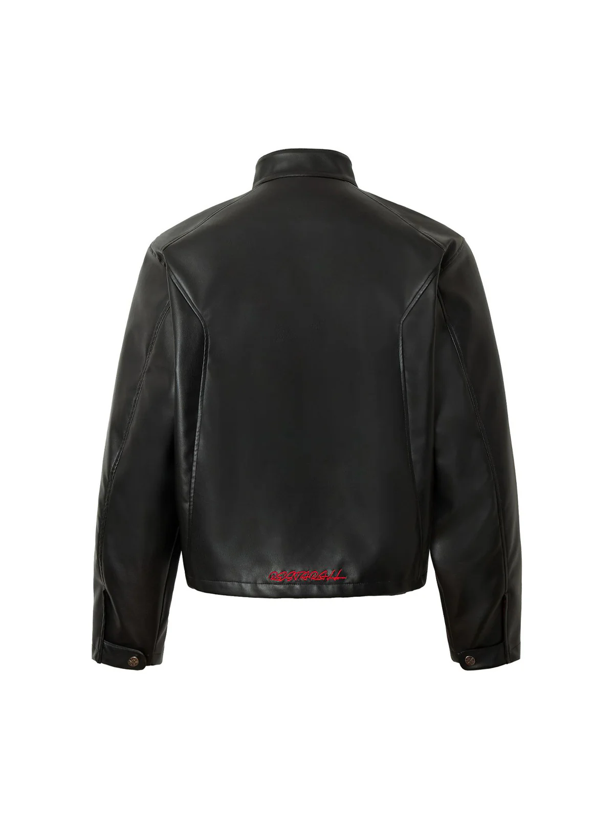 Plaid Stitching Motorcycle Leather Jacket