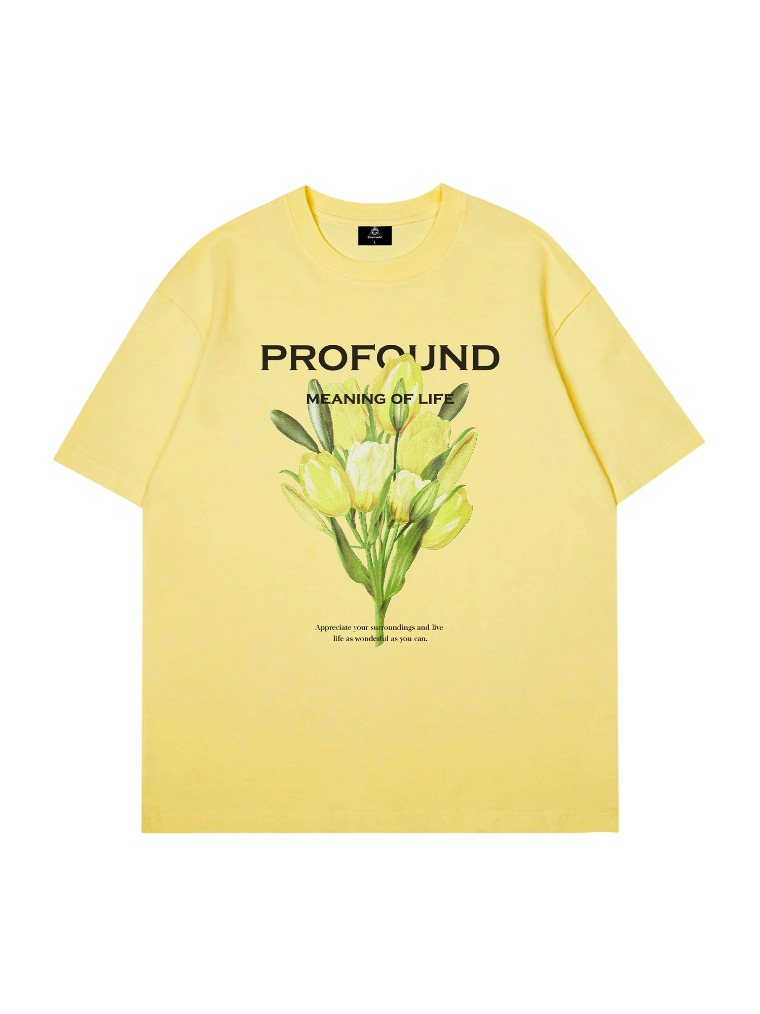 Thesupermade Letter Floral Print T-shirt -1373