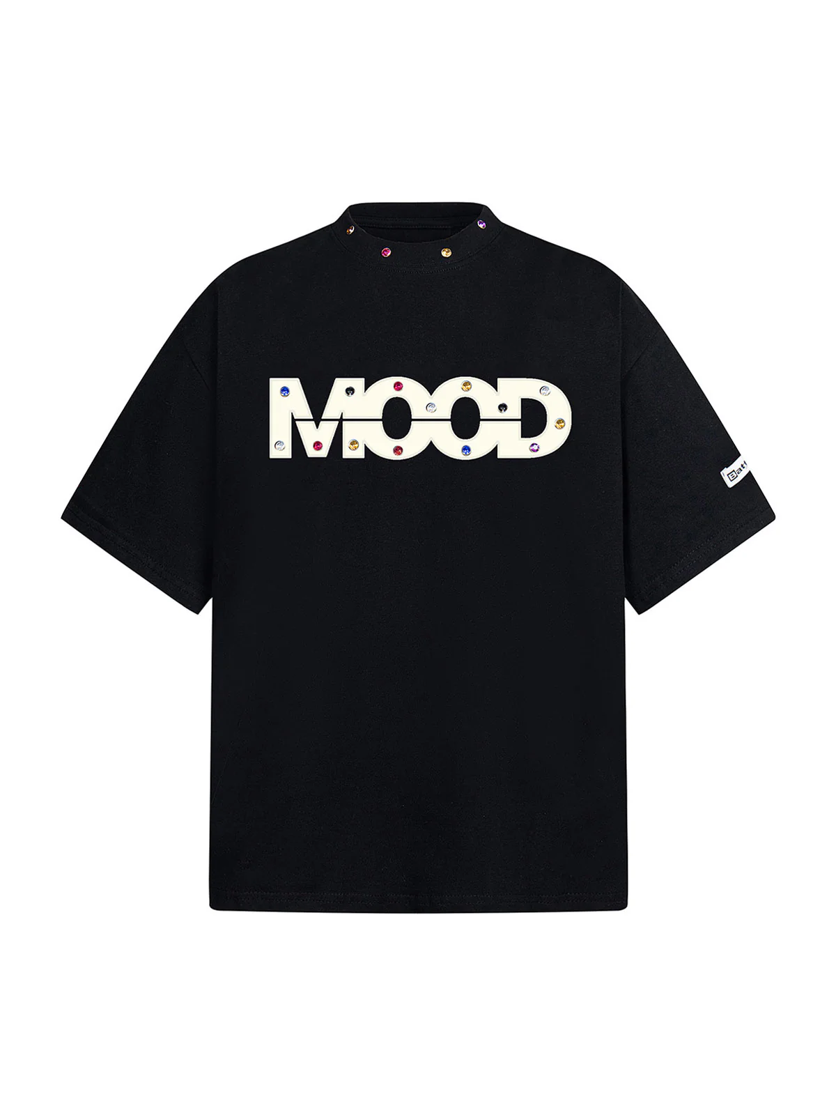 Street Retro MOOD Patch Embroidered Rivet T-shirt